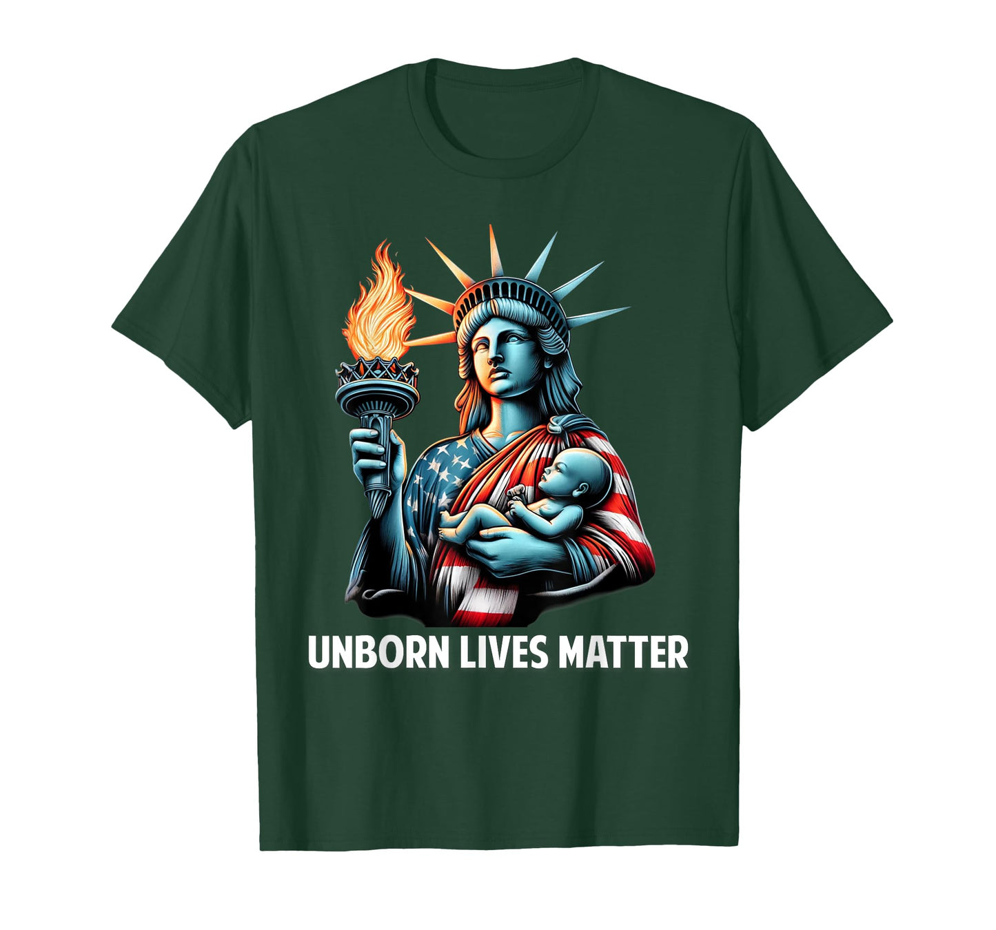 Patriotic American Unborn Lives Matter Pro-Life Catholic T-Shirt for Women Men