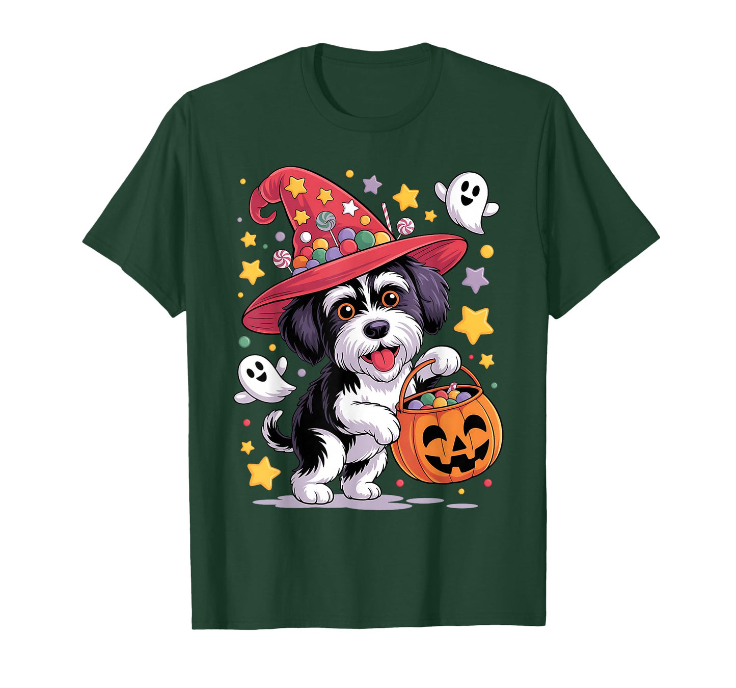 Portuguese Water Dog Pumpkin Ghost Candy Witch Halloween T-Shirt