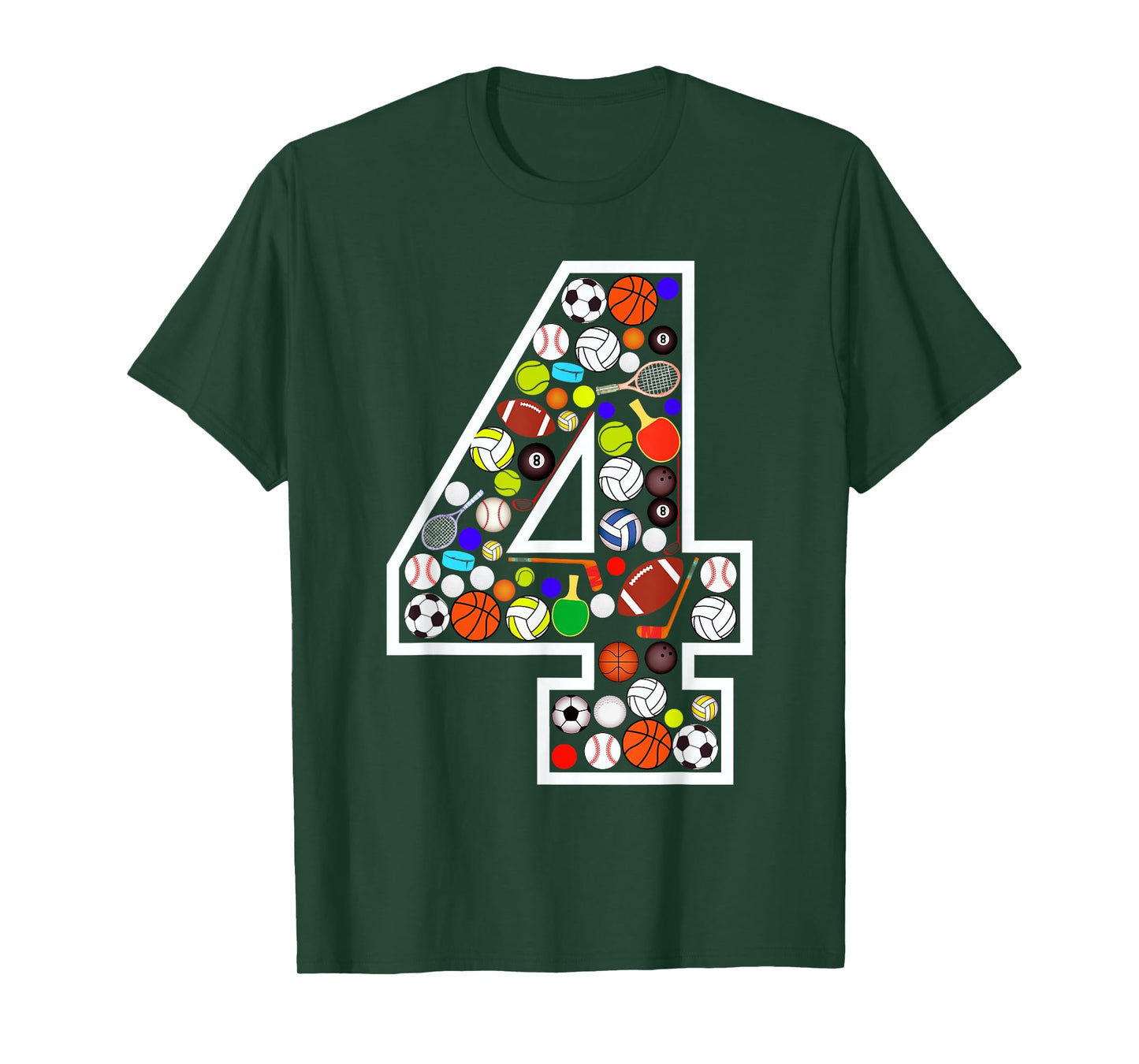 Kids 4th Birthday Sports Big Number Four 4 Year Old Boy T-Shirt