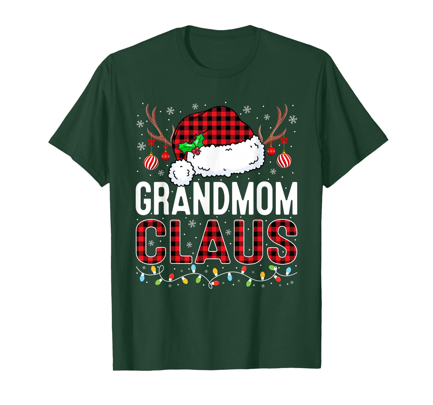 Christmas Lights Grandmom Claus Family Matching Xmas Pajama T-Shirt