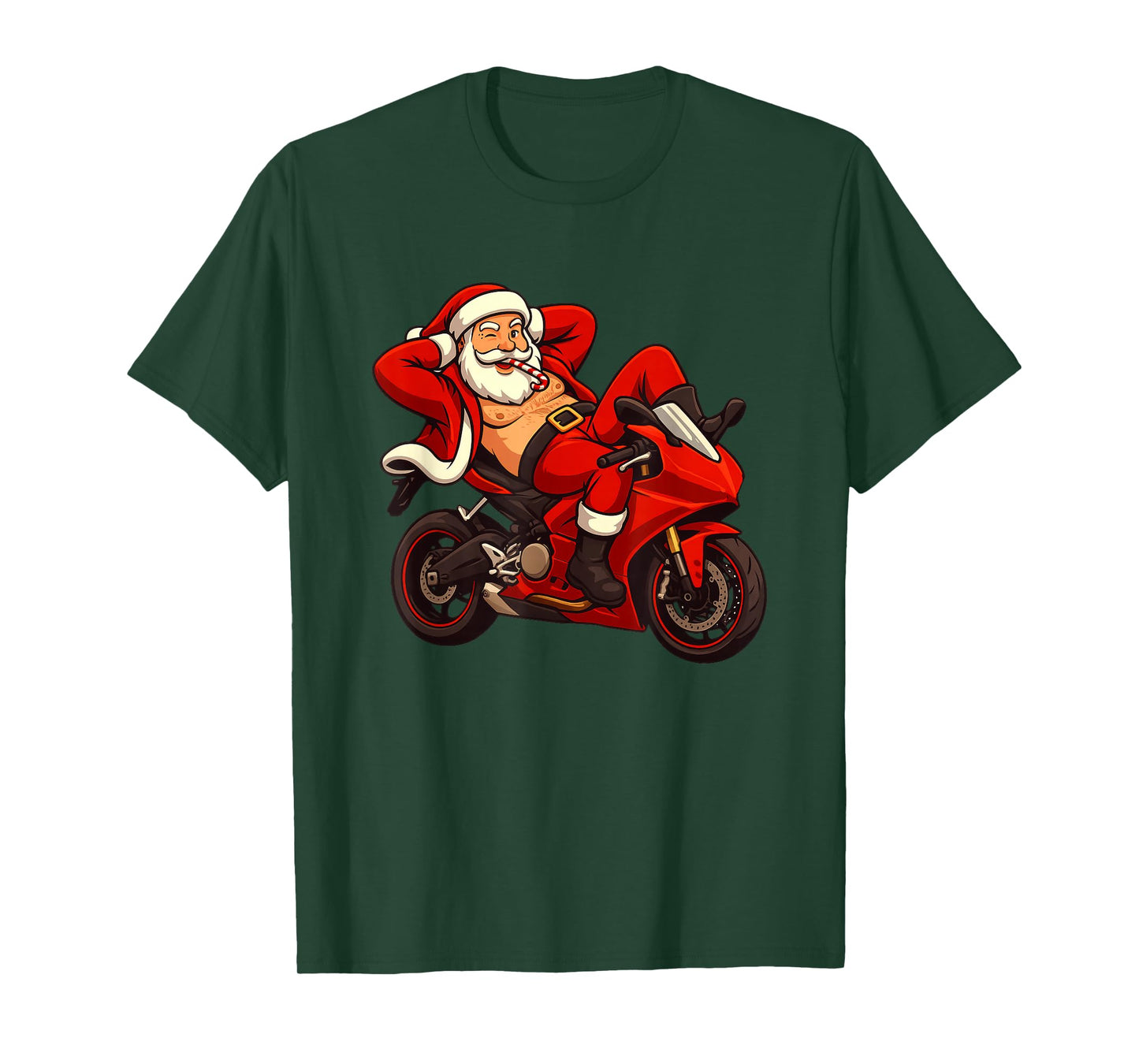 Hot Motorcycle Race with This Cool Santa Claus Costume T-Shirt
