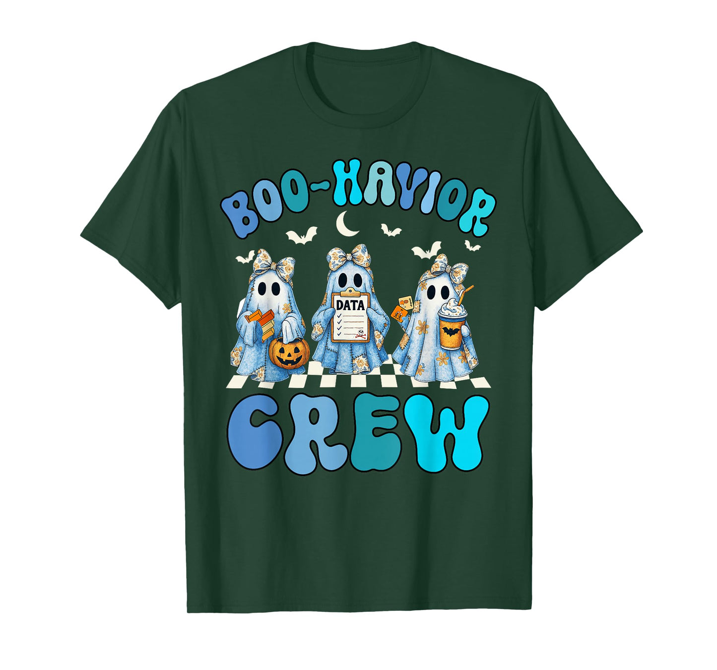 Groovy Boo Havior Crew Behavior Analyst Halloween Blue Denim T-Shirt