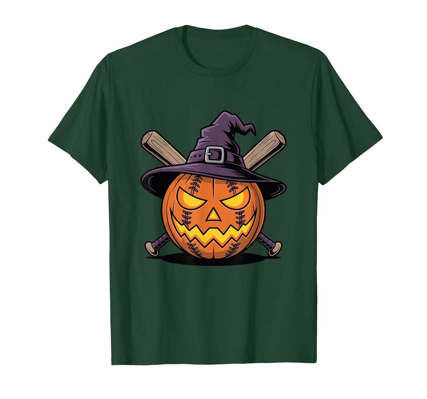 Halloween Baseball Pumpkin Witch Funny Spooky T-Shirt