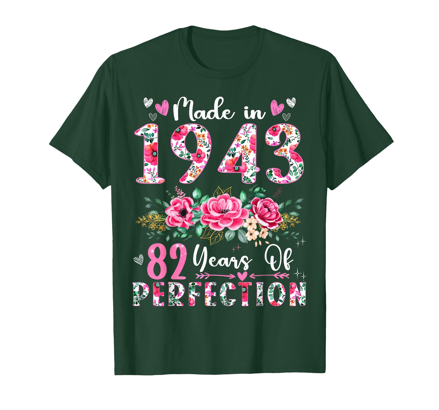 82 Year Old Made In 1943 Floral 82th Birthday Women T-Shirt