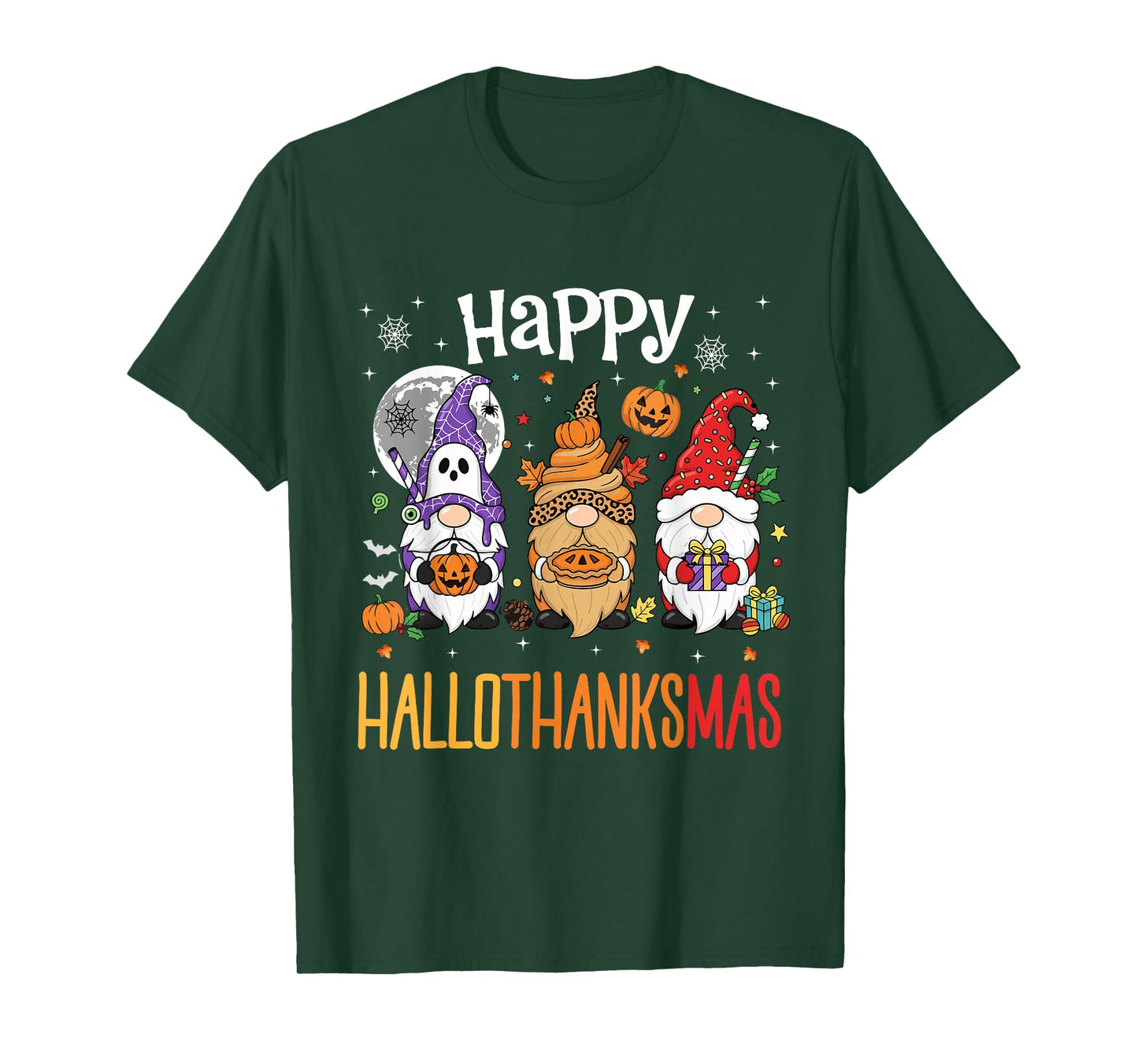 Happy Hallothanksmas Halloween Thanksgiving Christmas T-Shirt