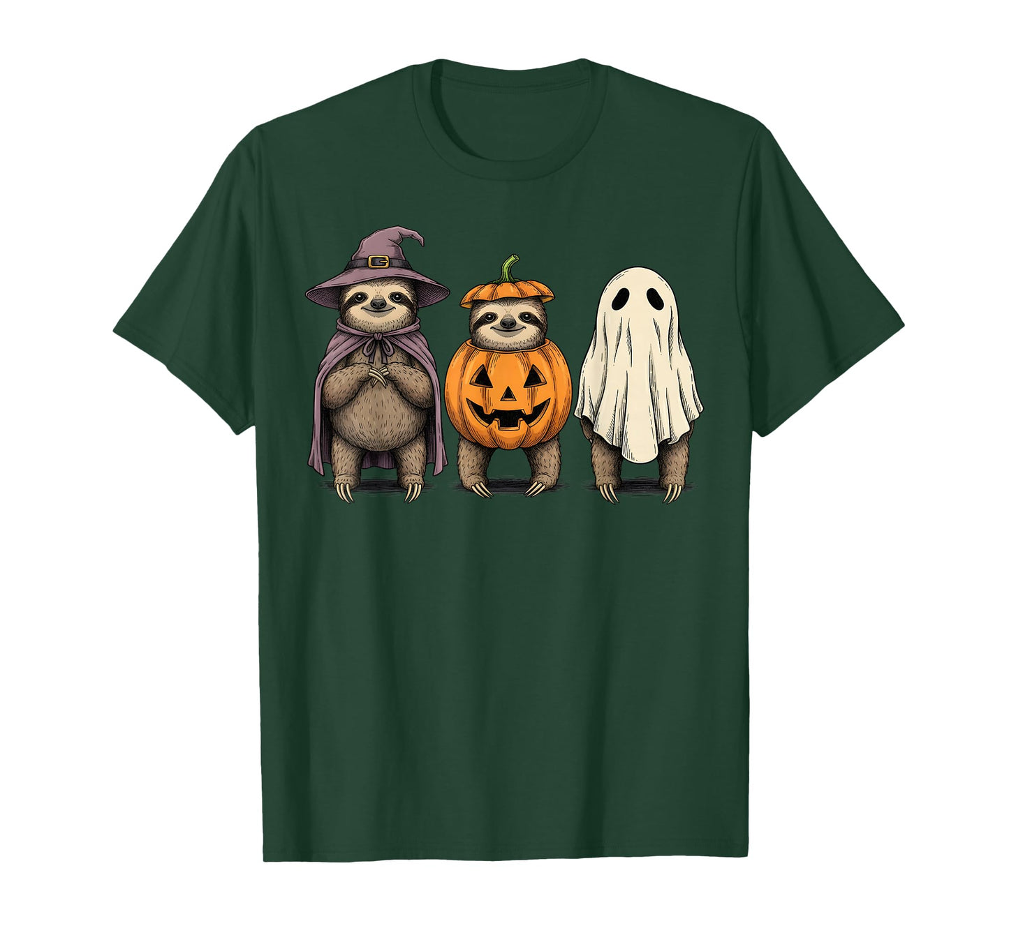 Spooky Ghost Sloth Lover Pumpkin Halloween T-Shirt