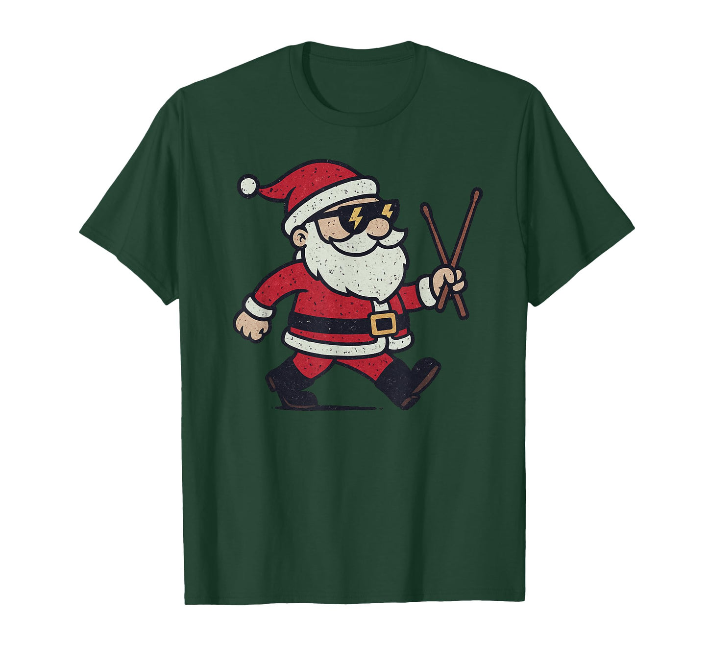 Santa Playing Drums Christmas Vintage Drummer Xmas T-Shirt