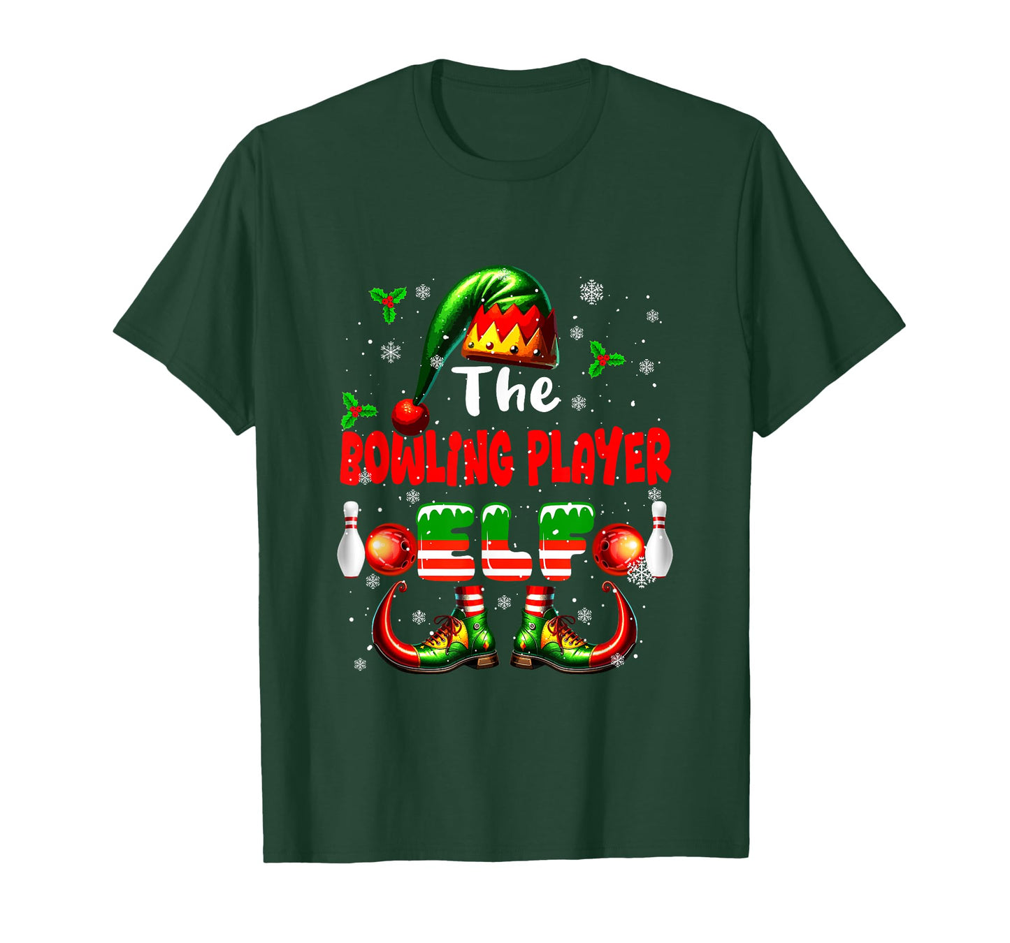 The Bowling Player Elf Christmas Job Team Matching Parties T-Shirt