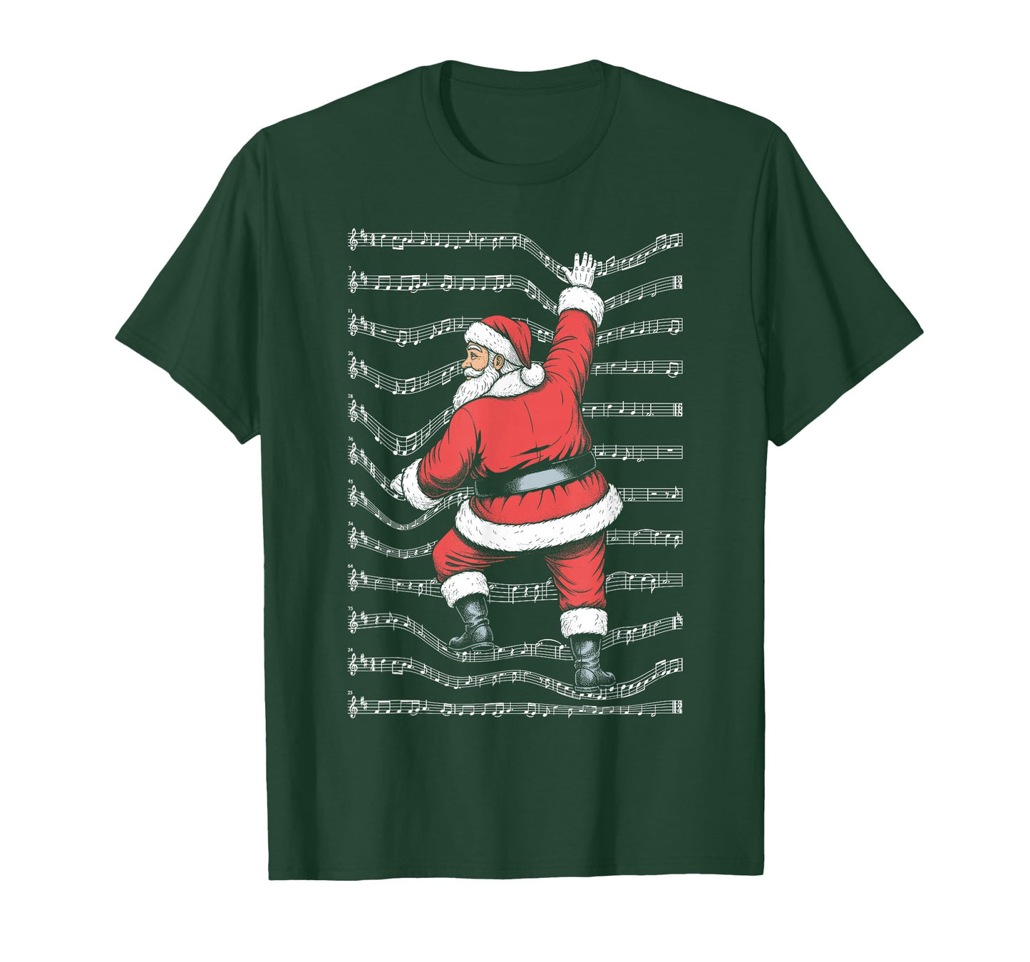 Musician Christmas Funny Santa Claus Climbing Sheet Music T-Shirt