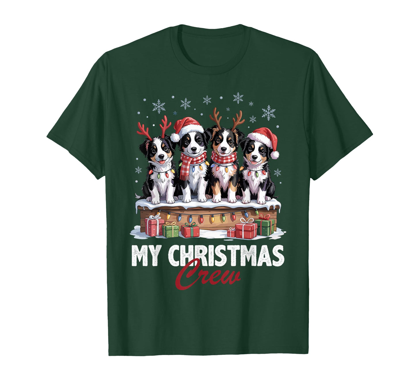 Border Collie Christmas Crew Funny Dog Lovers Holiday Pajama T-Shirt