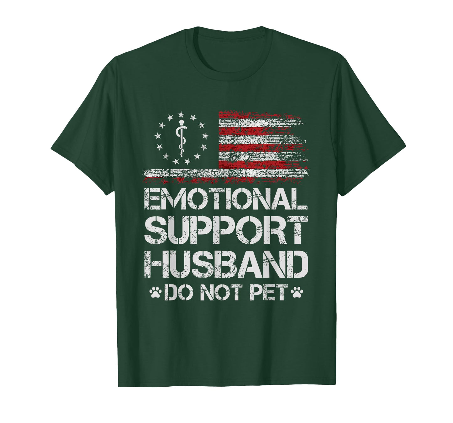 Emotional Support Husband Do Not Pet - Vintage American Flag T-Shirt