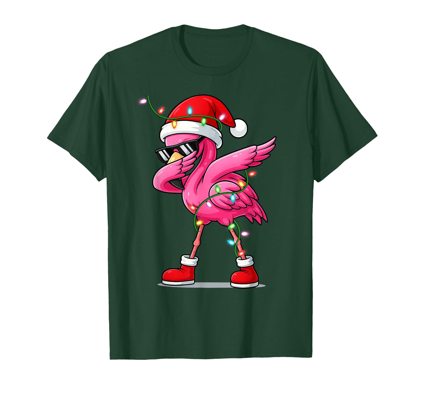 Dabbing Flamingo Squad Christmas Tee Santa Claus Xmas Gifts T-Shirt