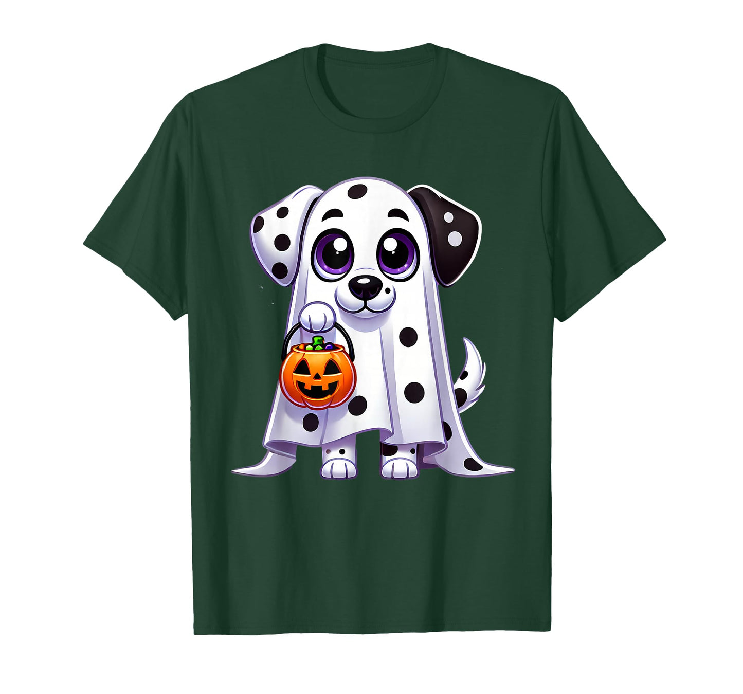 Dalmatian Ghost Halloween Dog Men Women Kids T-Shirt