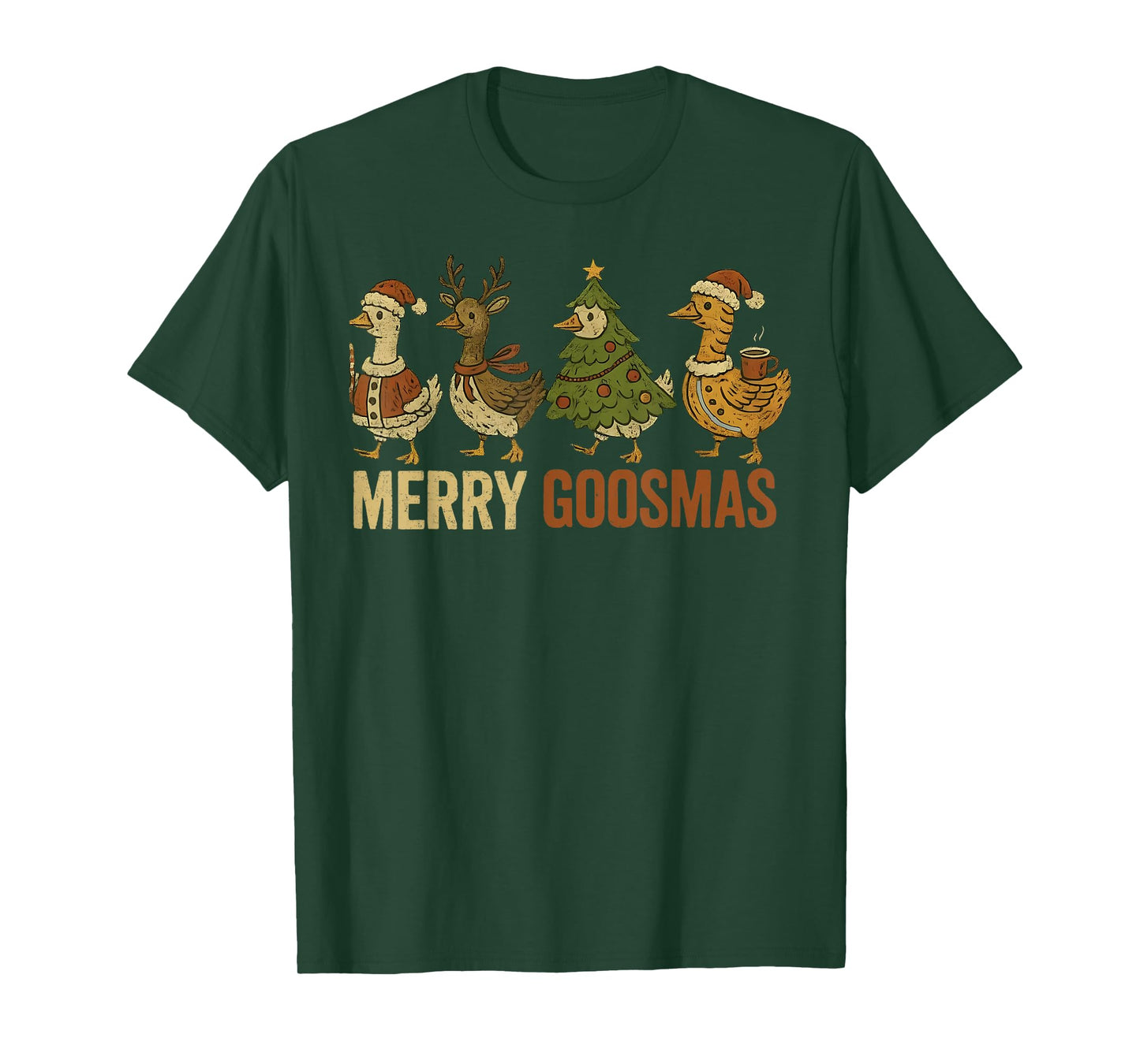 Merry Goosmas Duck Christmas Santa Reindeer Xmas Matching T-Shirt