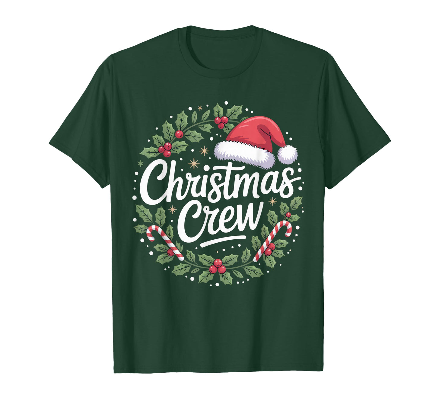 Christmas Crew Family Holiday Cheer Santa Hat Festive Design T-Shirt