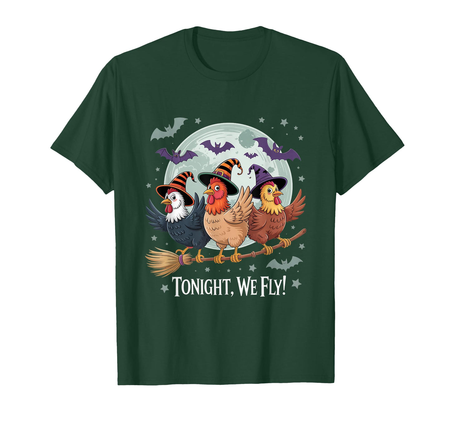 Tonight We Fly Funny Chicken Witches Spooky Farm Halloween T-Shirt
