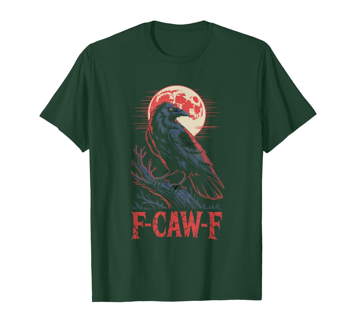 F-Caw-F Crow Funny Gothic Moon Black Bird Halloween T-Shirt