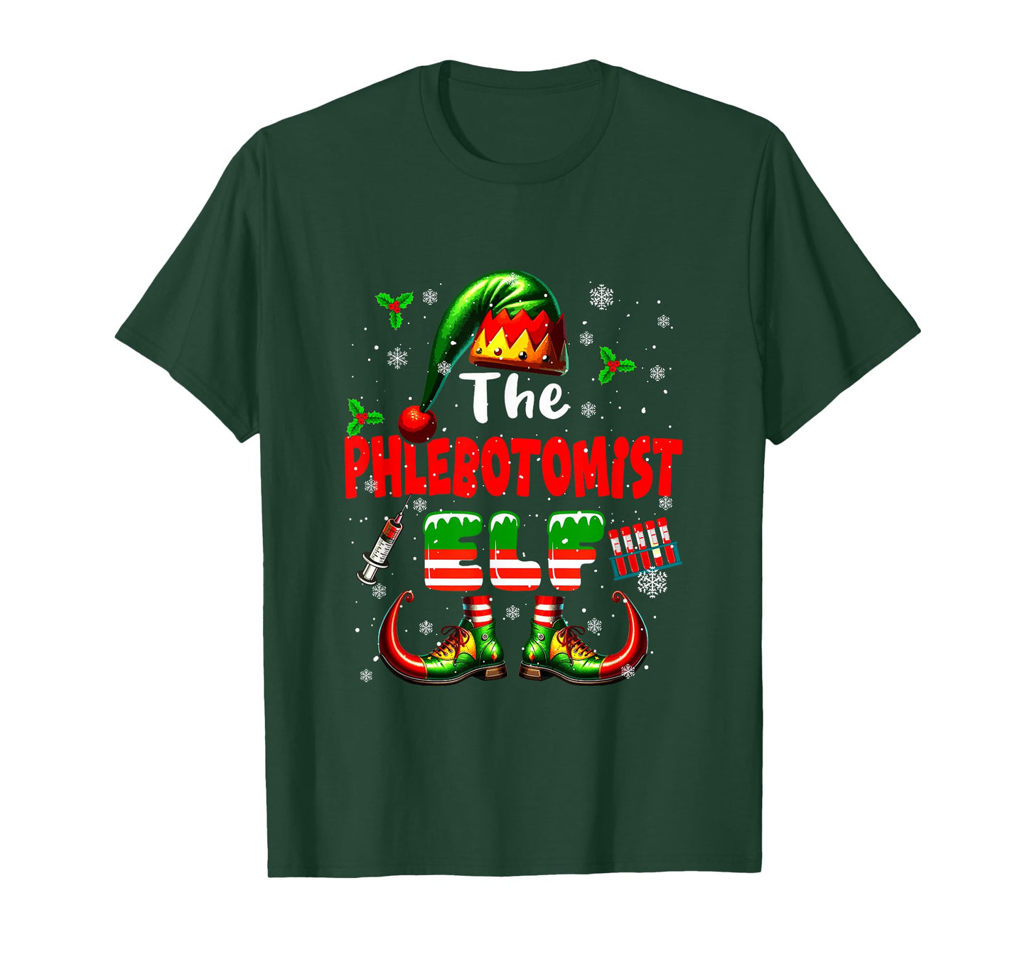 The Phlebotomist Elf Christmas Job Team Matching Parties T-Shirt