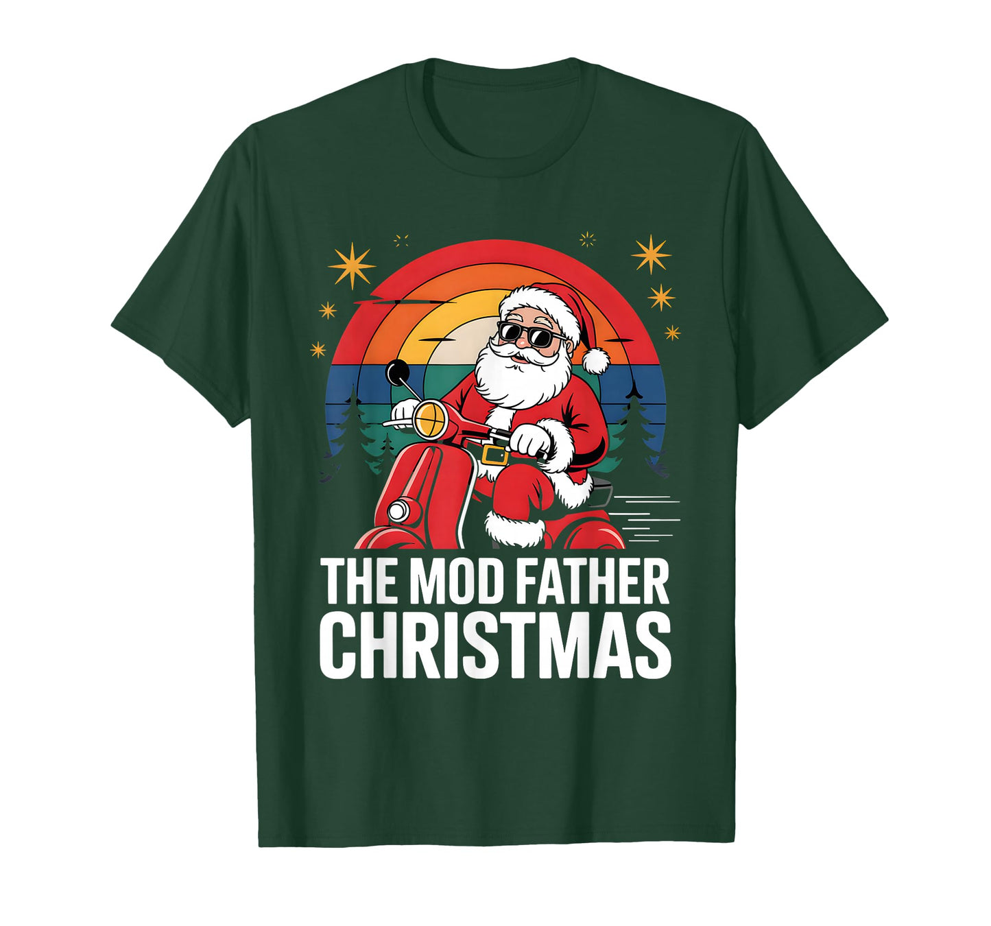 Funny Santa On Motorbike for Mods The Mod Father Christmas T-Shirt