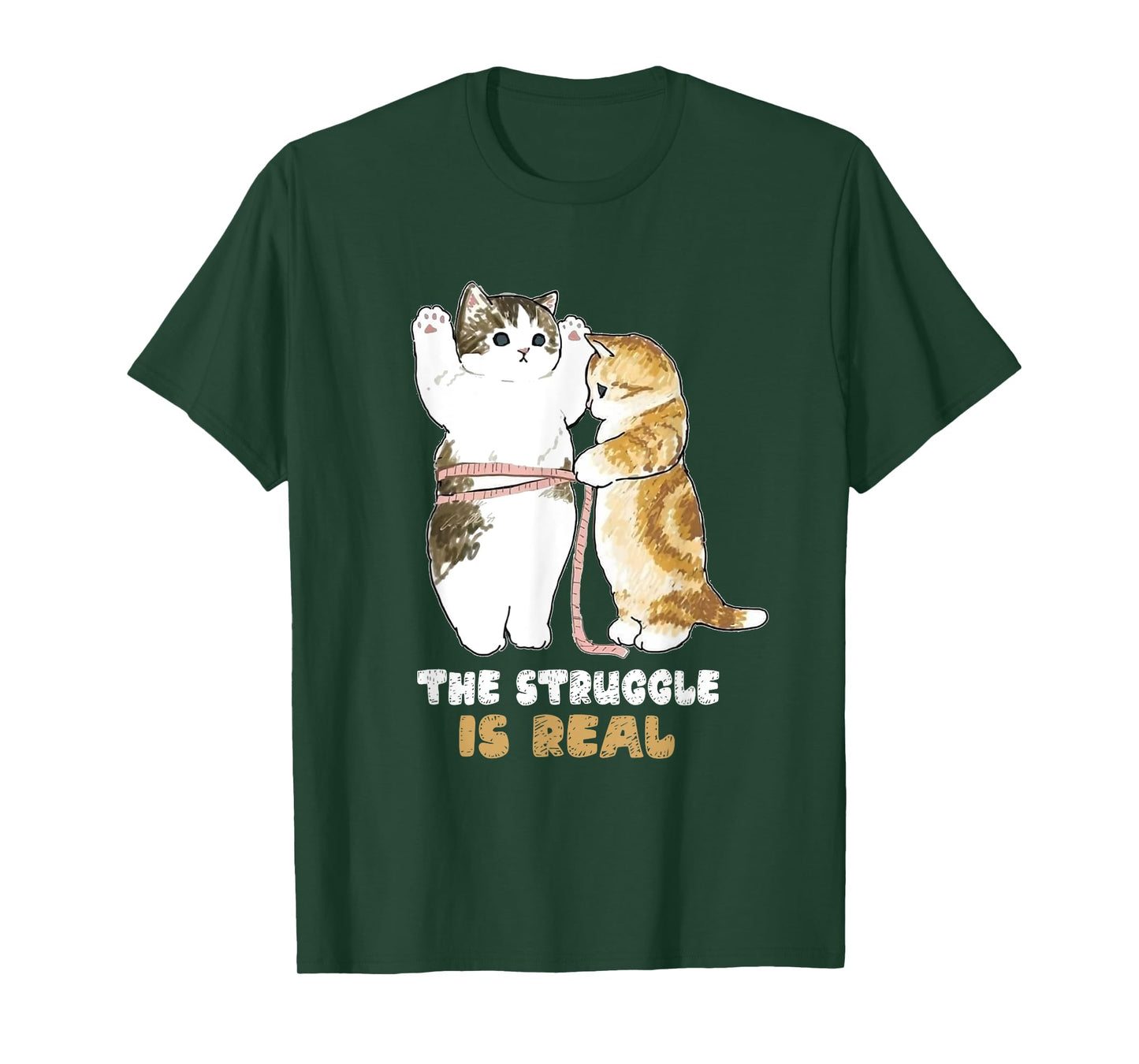 Cats The Struggle is Real Gym Fitness Funny Cat Training T-Shirt for Men Women