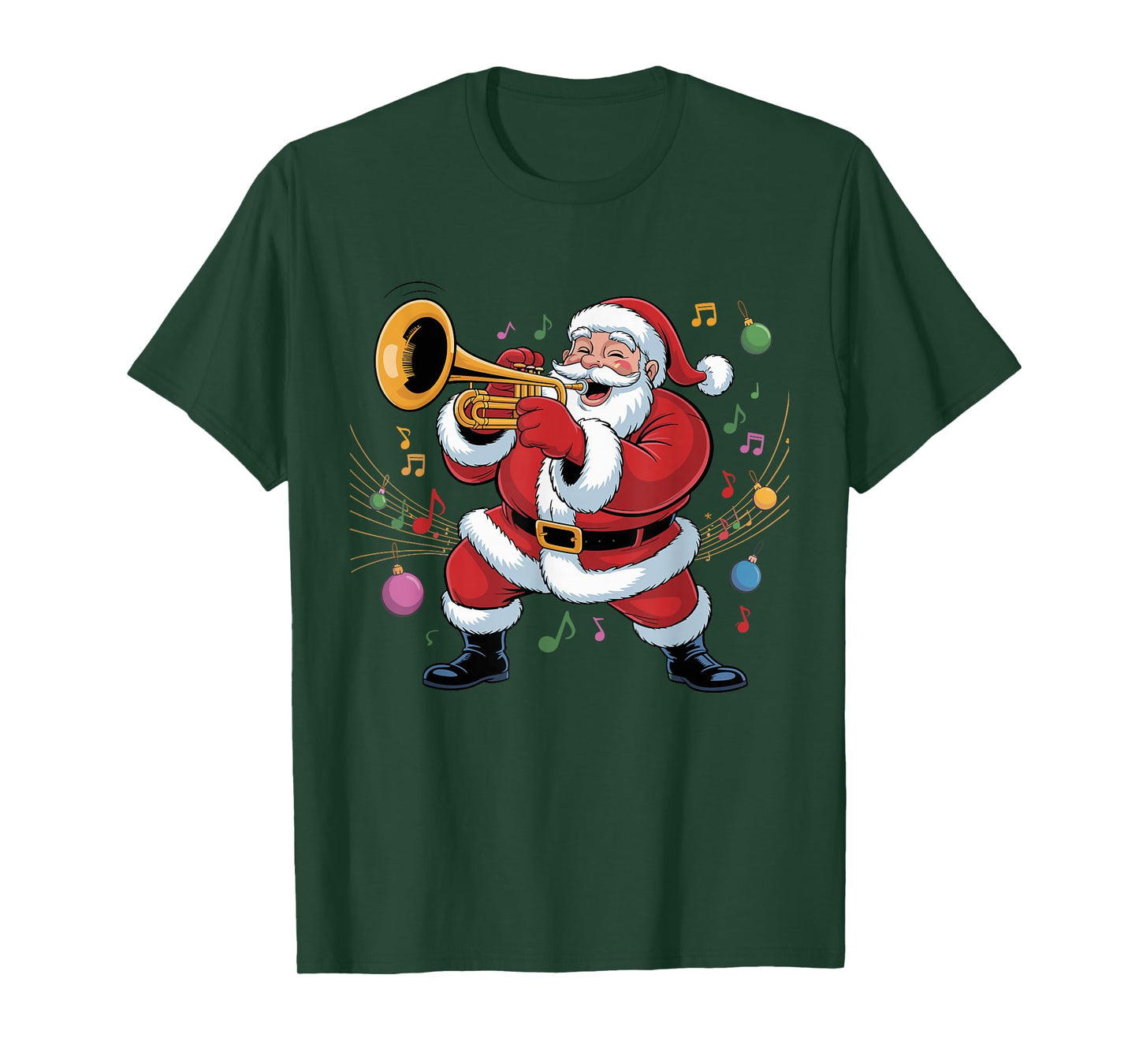 Santa Playing Trumpet Funny Holiday Chrismas Xmas Pajama T-Shirt