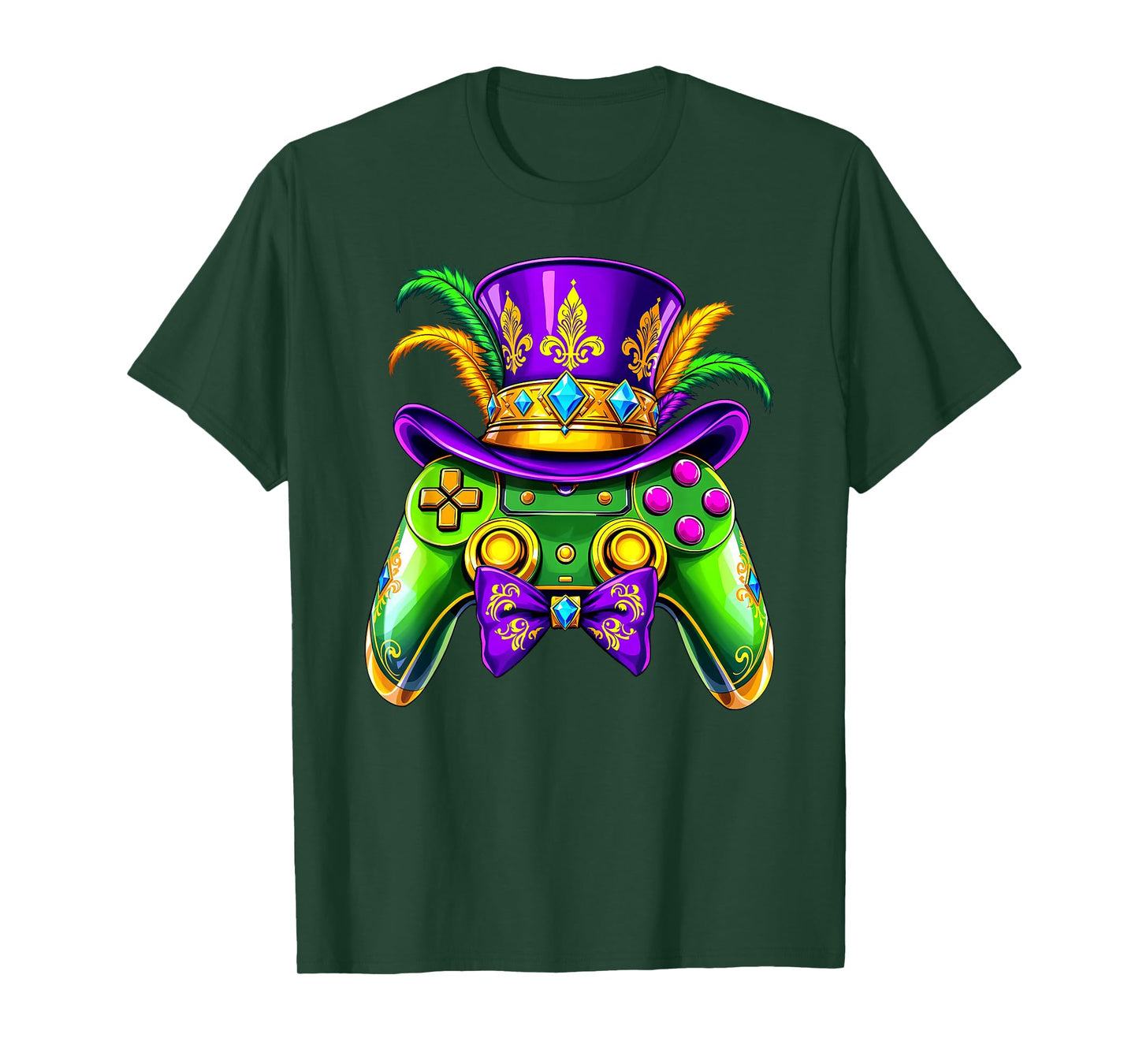 Mardi Gras Video Game Controller Jester Mask Kids Boys Mens T-Shirt