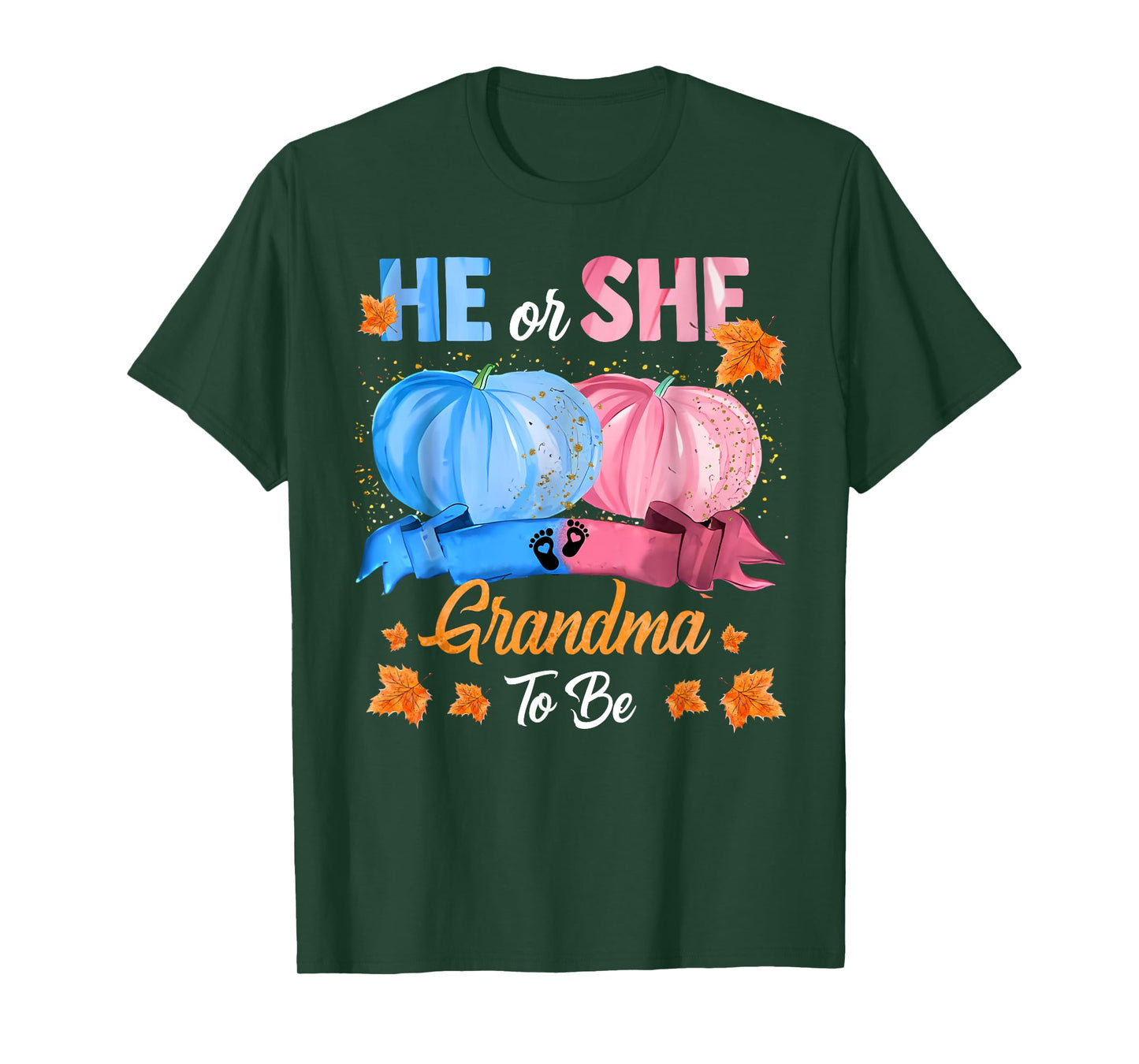Halloween Pumpkin Gender Reveal He or She Grandma To Be T-Shirt