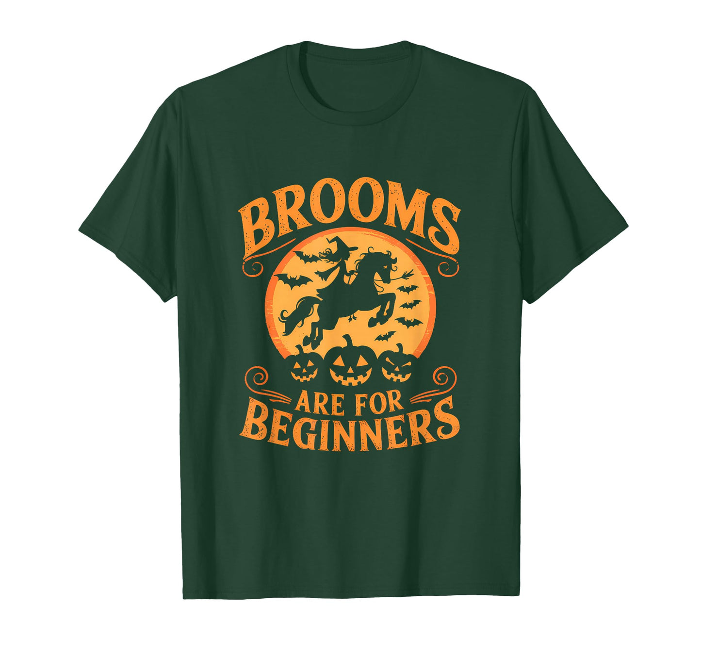 Brooms are for Beginners Witch Horse Riding Halloween Rider T-Shirt