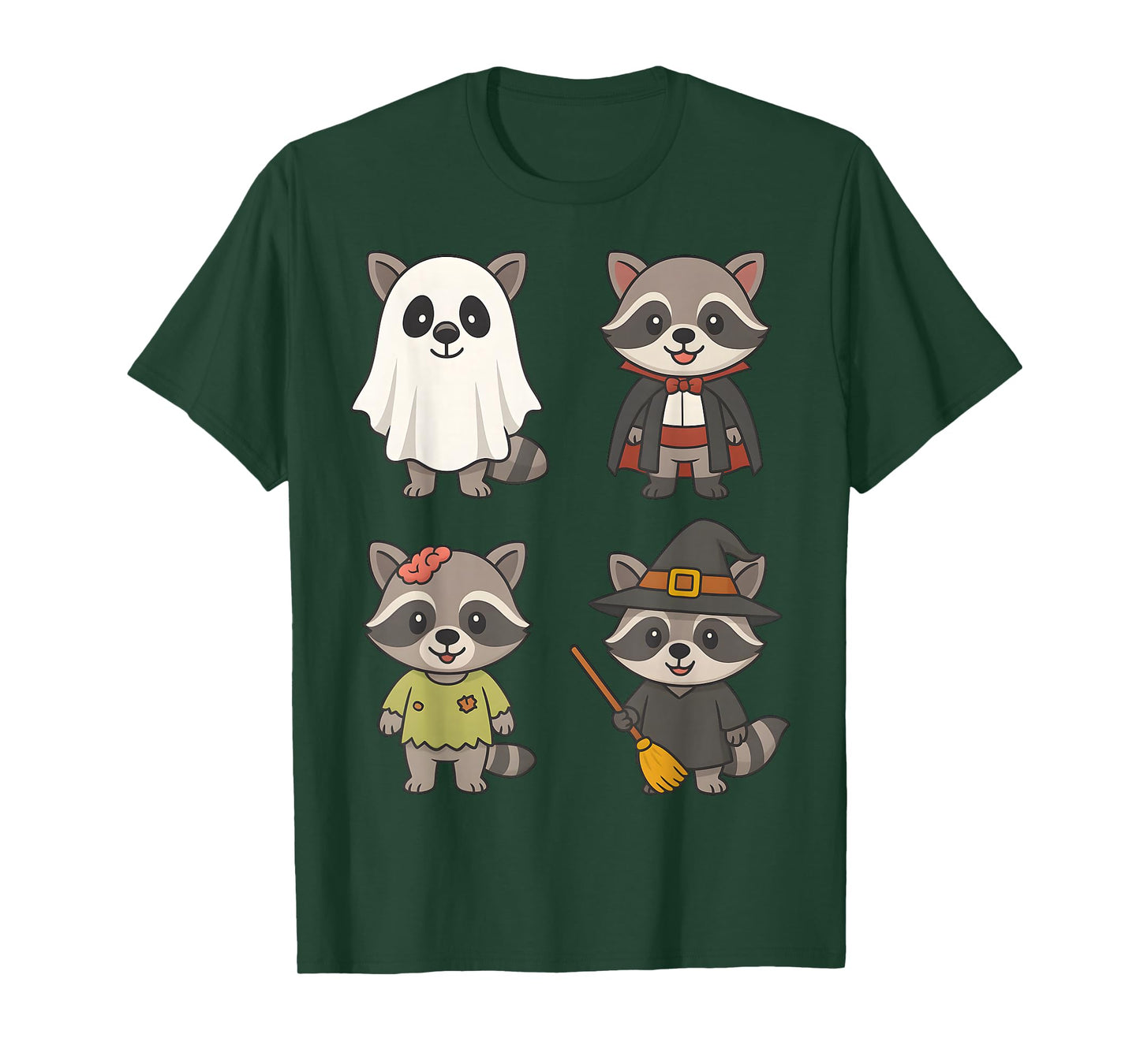 Raccoon Ghost Spooky Witch Boo Zombie Halloween Boys & Girls T-Shirt
