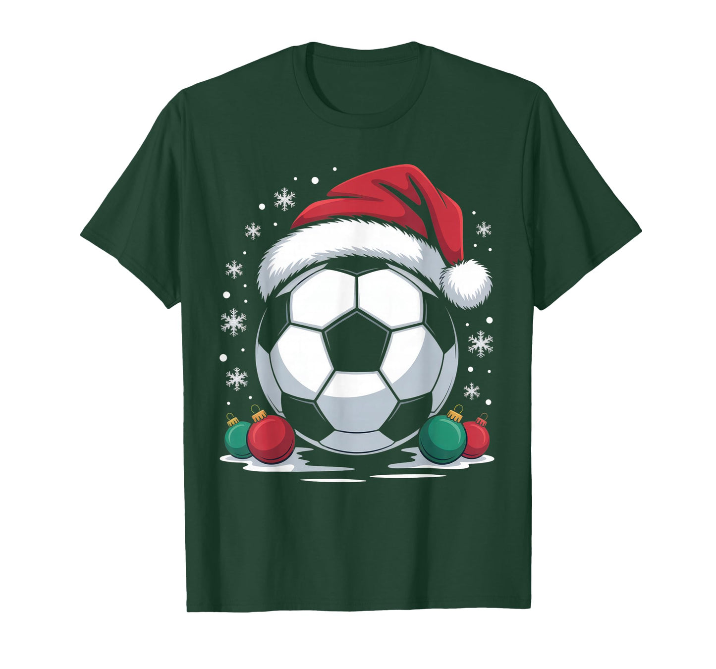 Festive Soccer Fan Joy Santa Hat Ornament Holiday Season T-Shirt