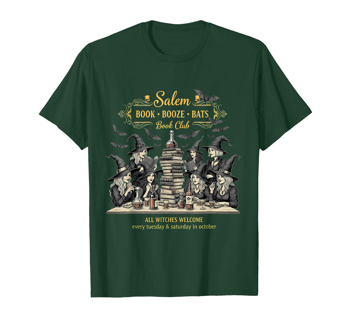 Vintage Salem Book Club Witchy Witch Spooky Season Halloween T-Shirt