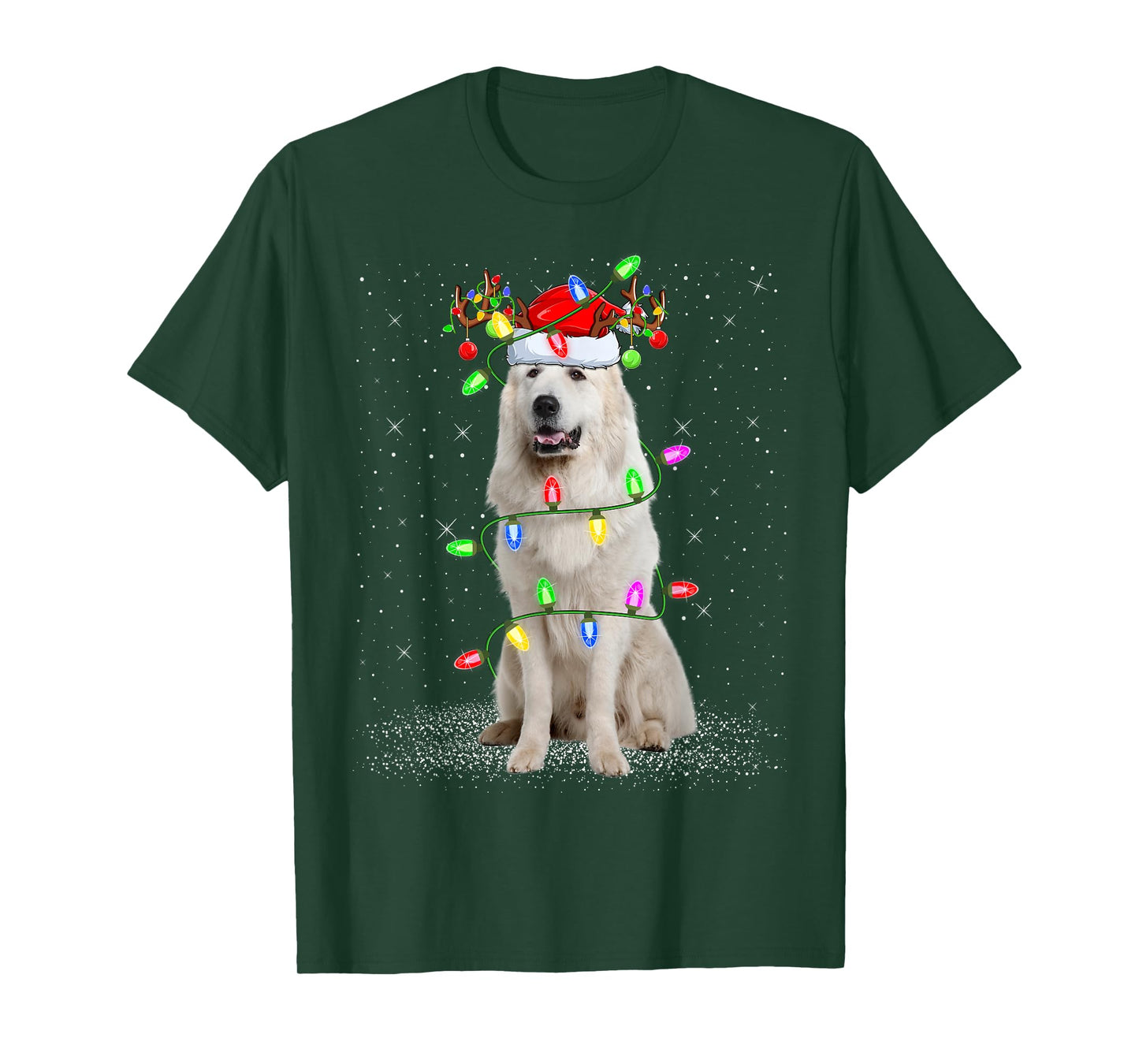 Great Pyrenees Dog Xmas Lights Santa Pet Dog Lover Christmas T-Shirt