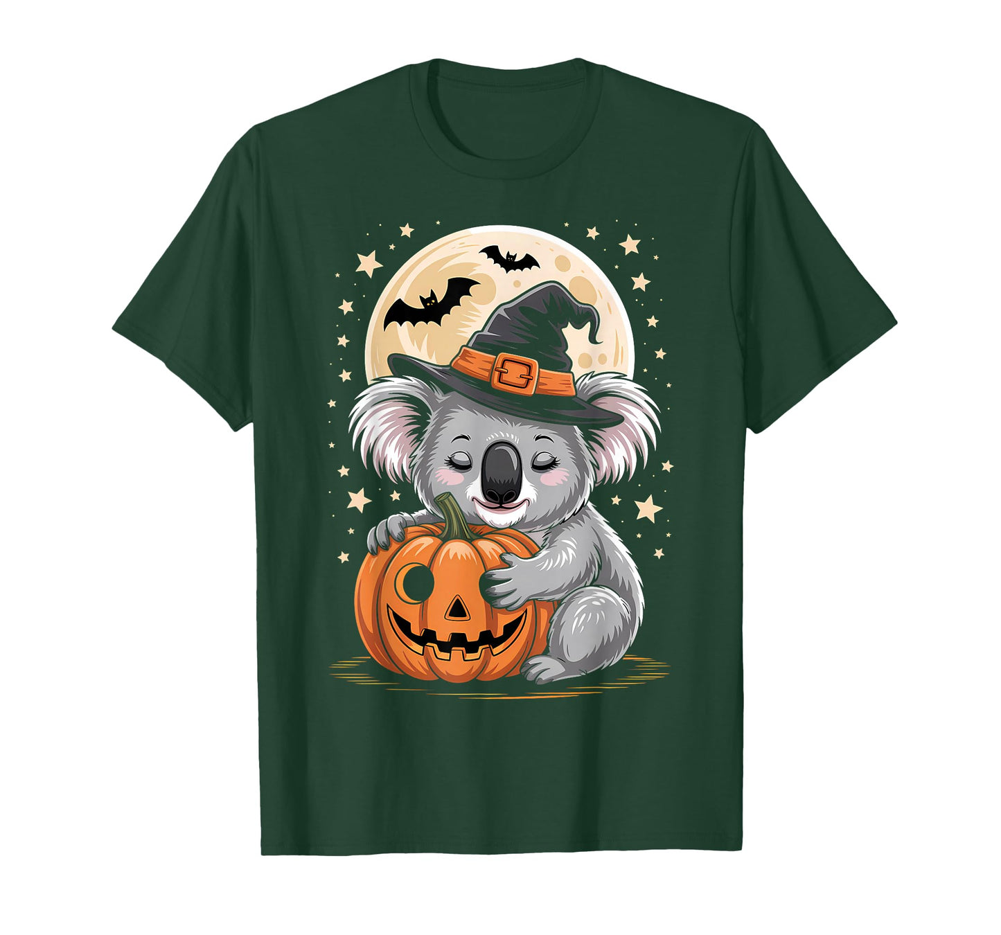 Halloween Koala Witch Hat Pumpkin Spooky T-Shirt