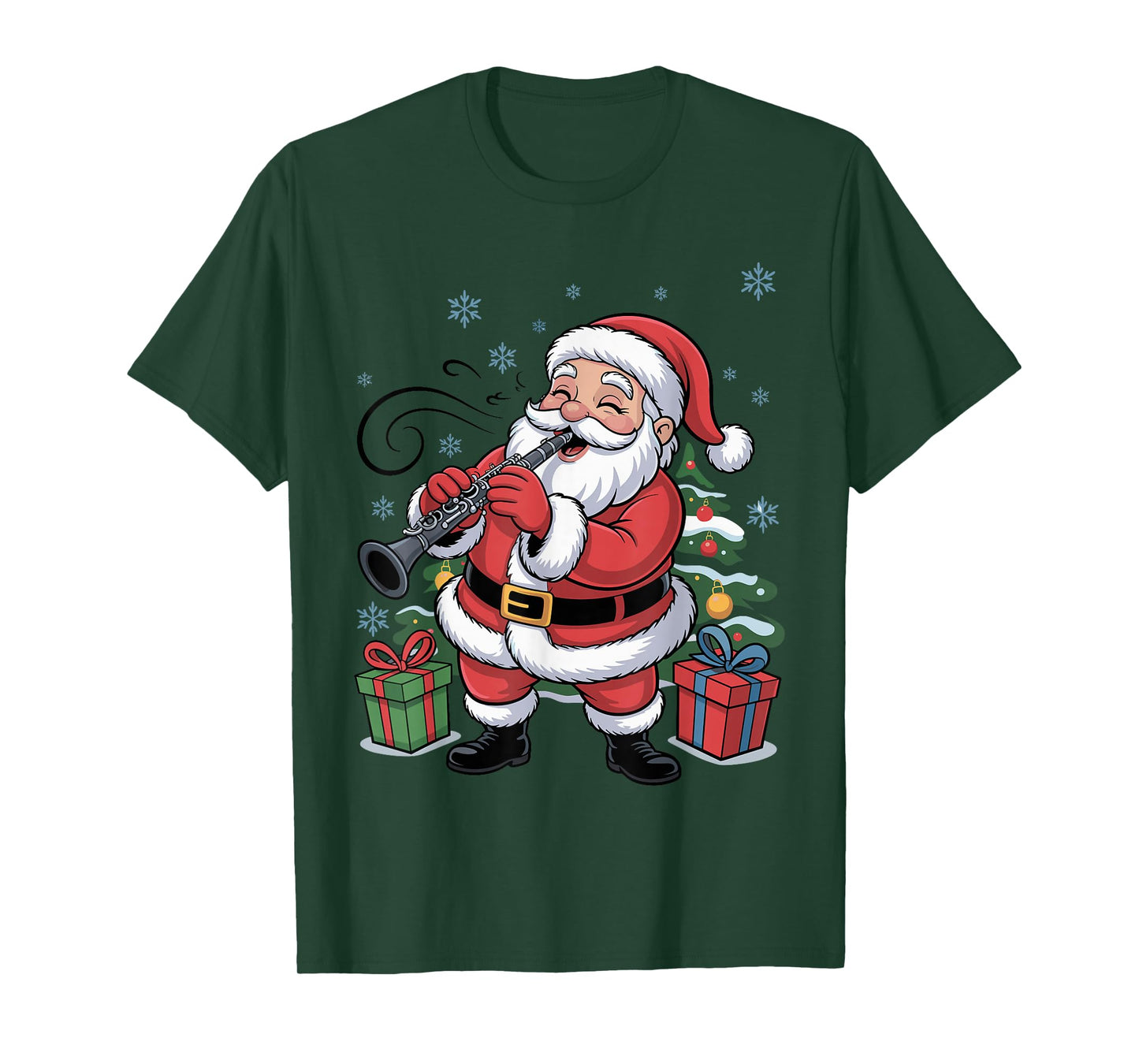 Funny Santa Playing Clarinet Holiday Chrismas Xmas Pajama T-Shirt