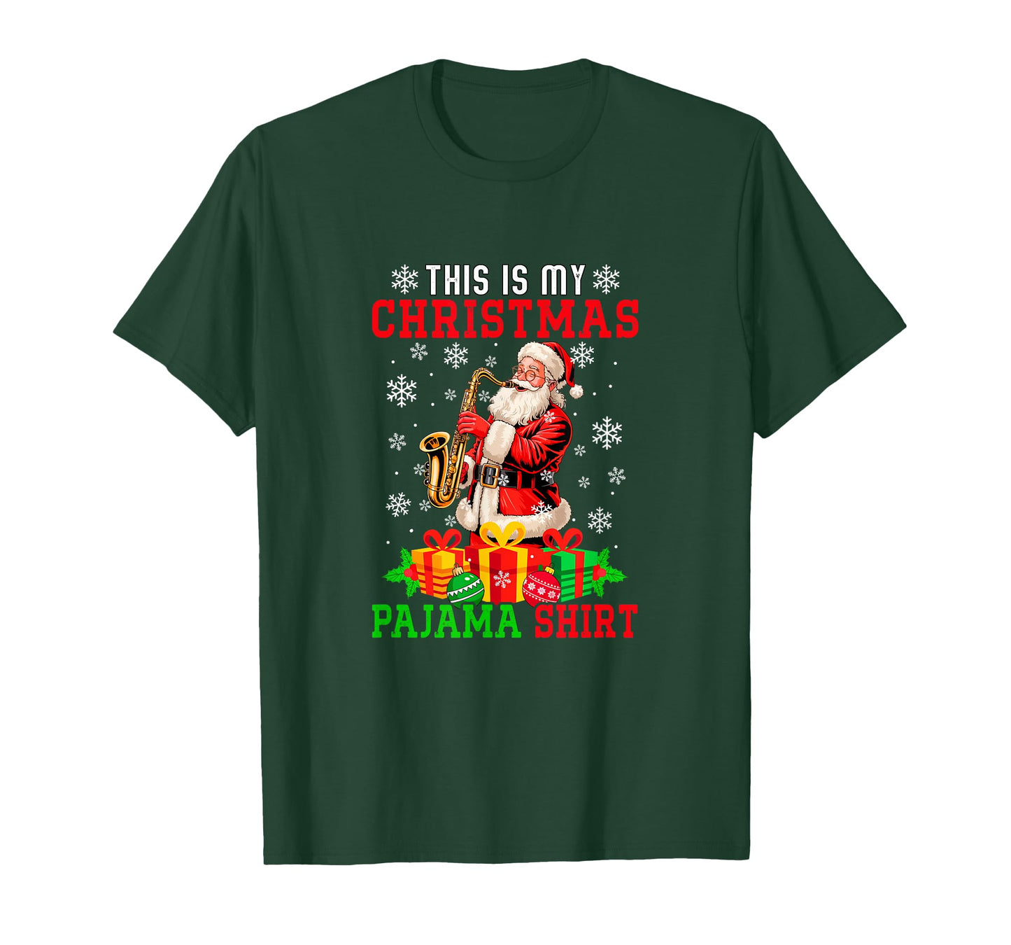 My Christmas Pajama Shirt Santa Playing Saxophone Instrument T-Shirt