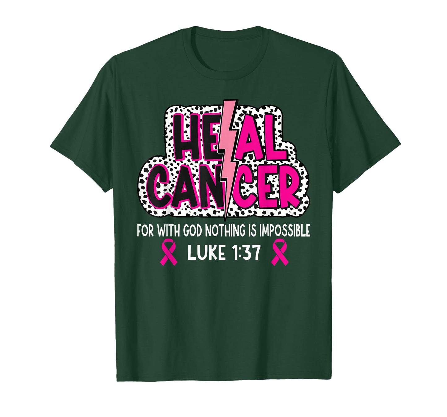 Heal Cancer Believe God Christian Breast Cancer Awareness T-Shirt