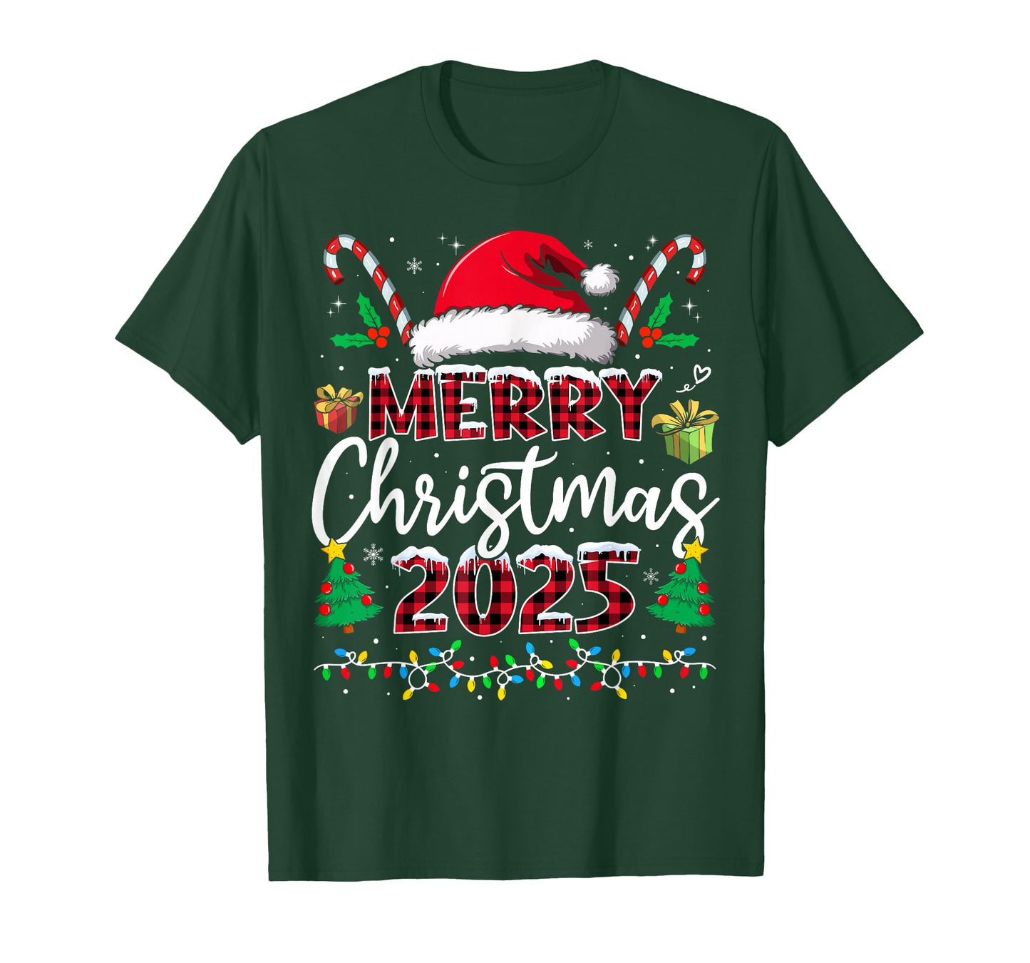 Merry Christmas 2025 Santa Elf Funny Family Matching Pajamas T-Shirt