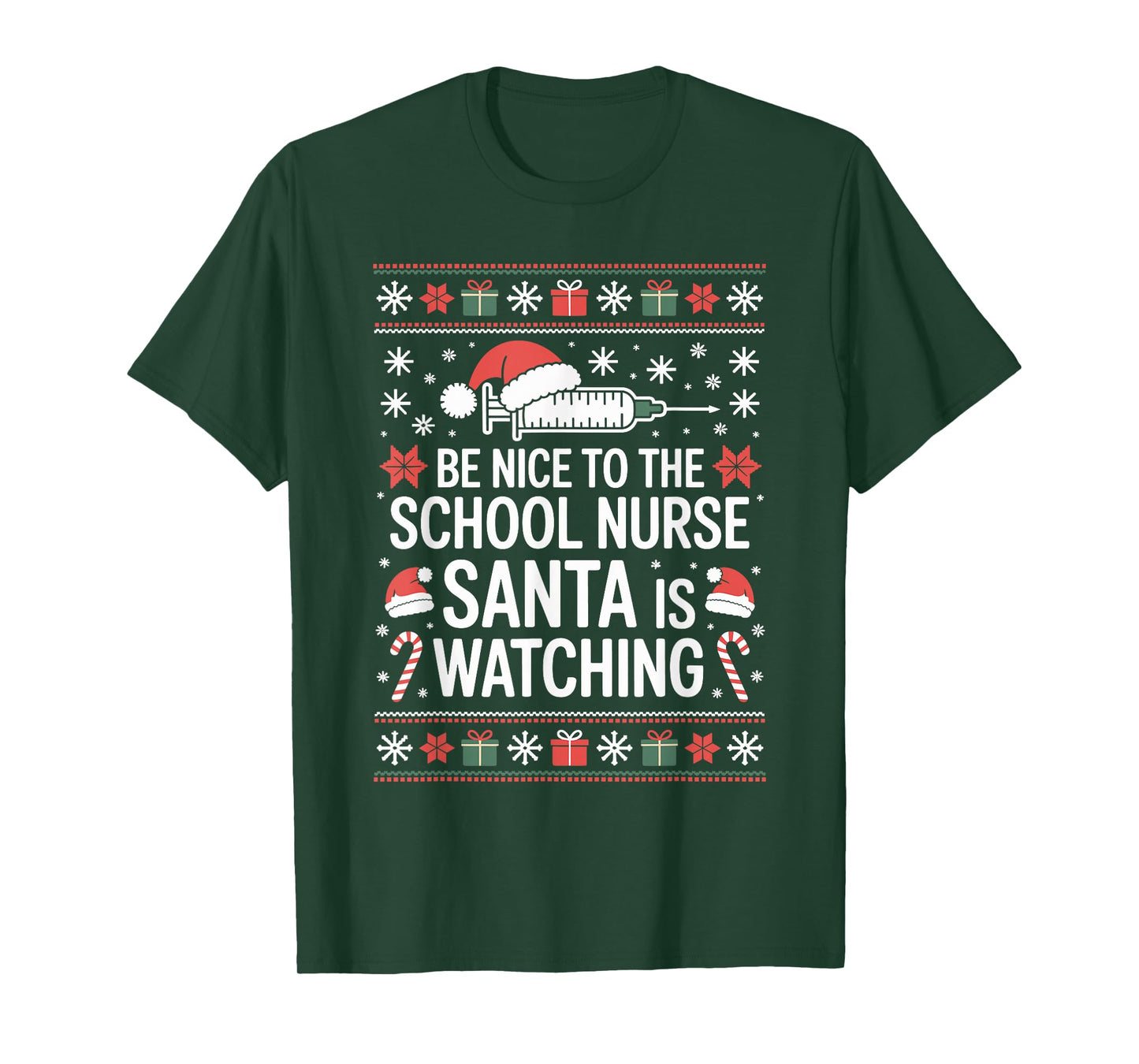 Funny School Nurse Ugly Christmas Sweater Nursing Humor Xmas T-Shirt