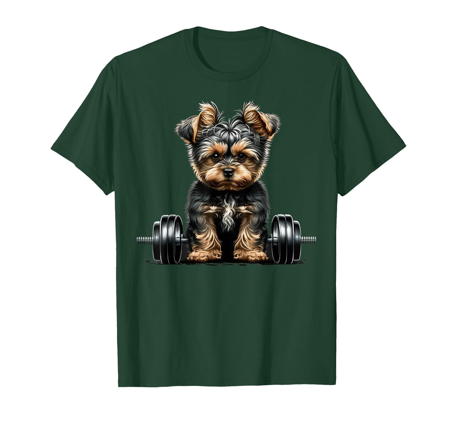Yorkie Weightlifting Dog Funny Fitness Gym Yorkshire Terrier Men Women Kids T-Shirt