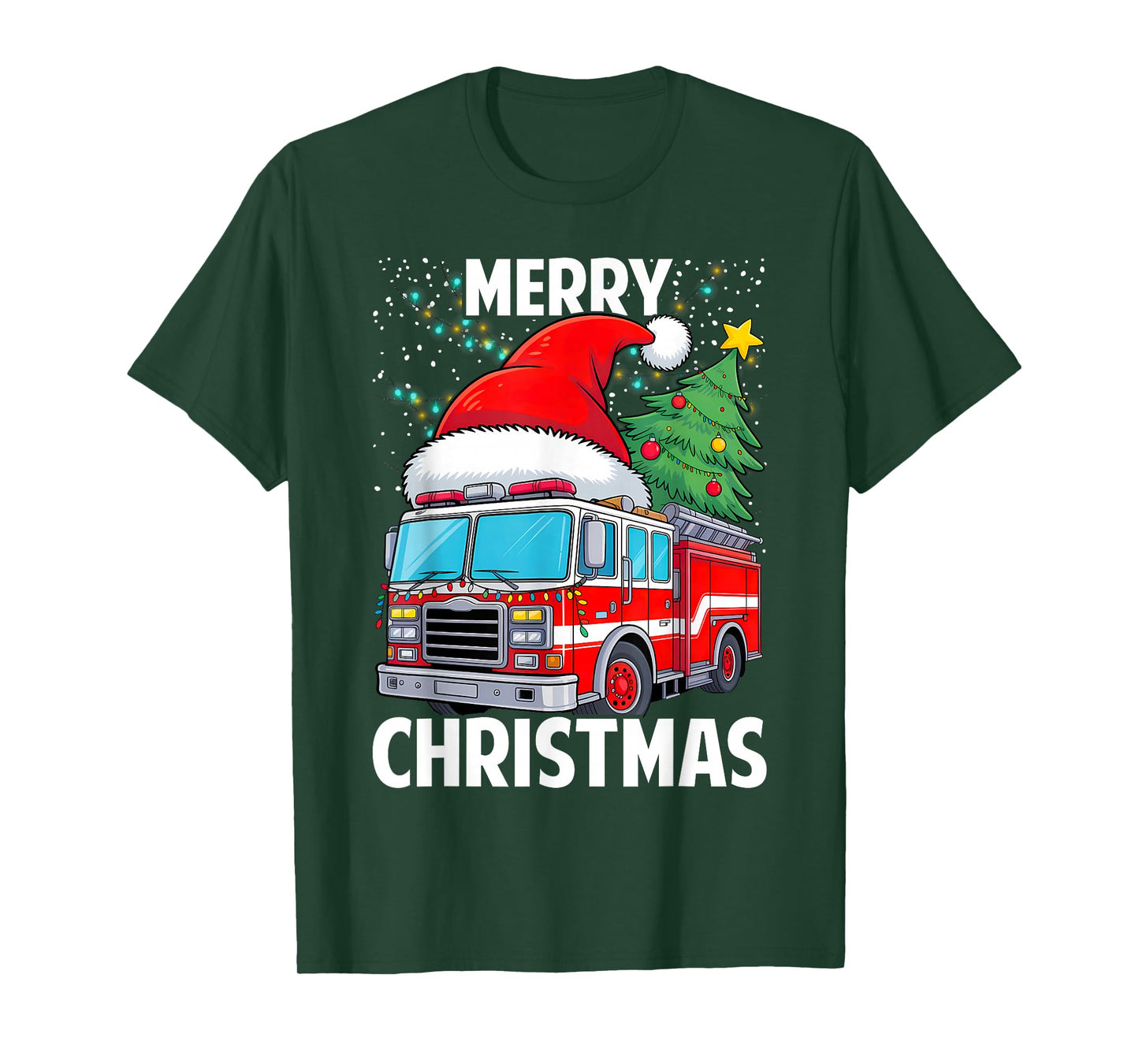 Firetruck Santa Sleigh Fireman Christmas Firefighter T-Shirt