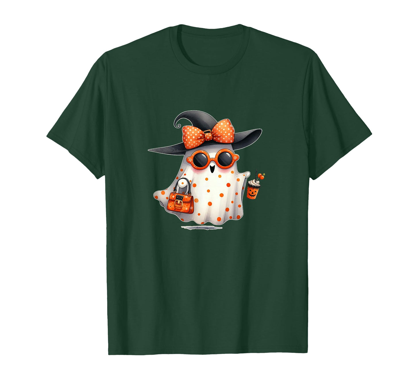 Groovy Bow Ghost | Spooky Cute Witch & Latte T-Shirt