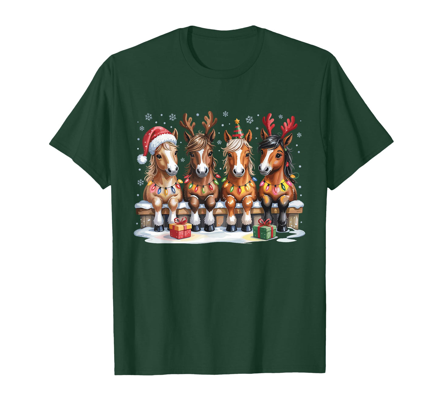 Cute Horse Christmas Farm Animal Funny Holiday Pajamas T-Shirt