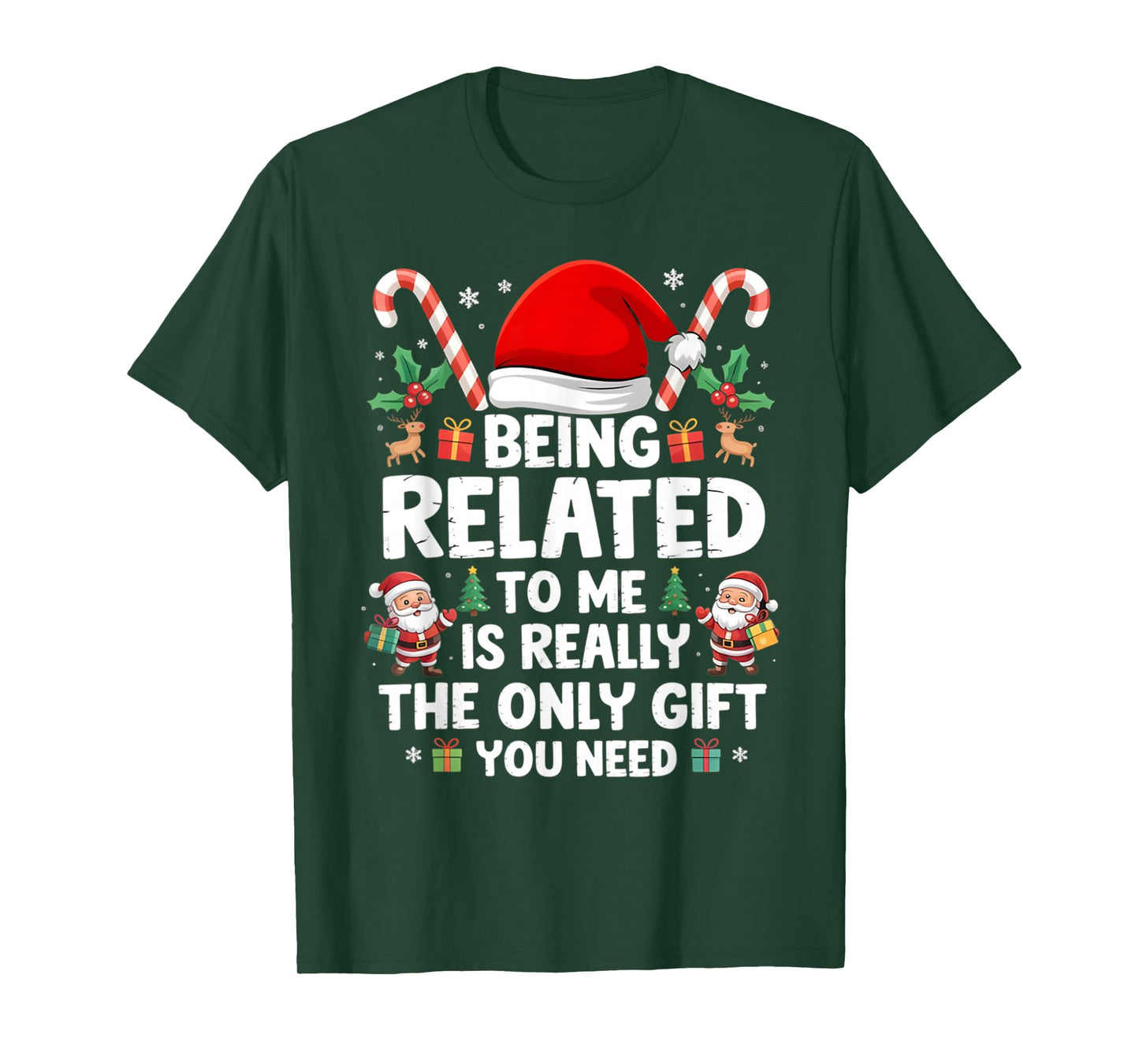 Being Related to Me Funny Christmas Family Xmas Pajamas Tees T-Shirt