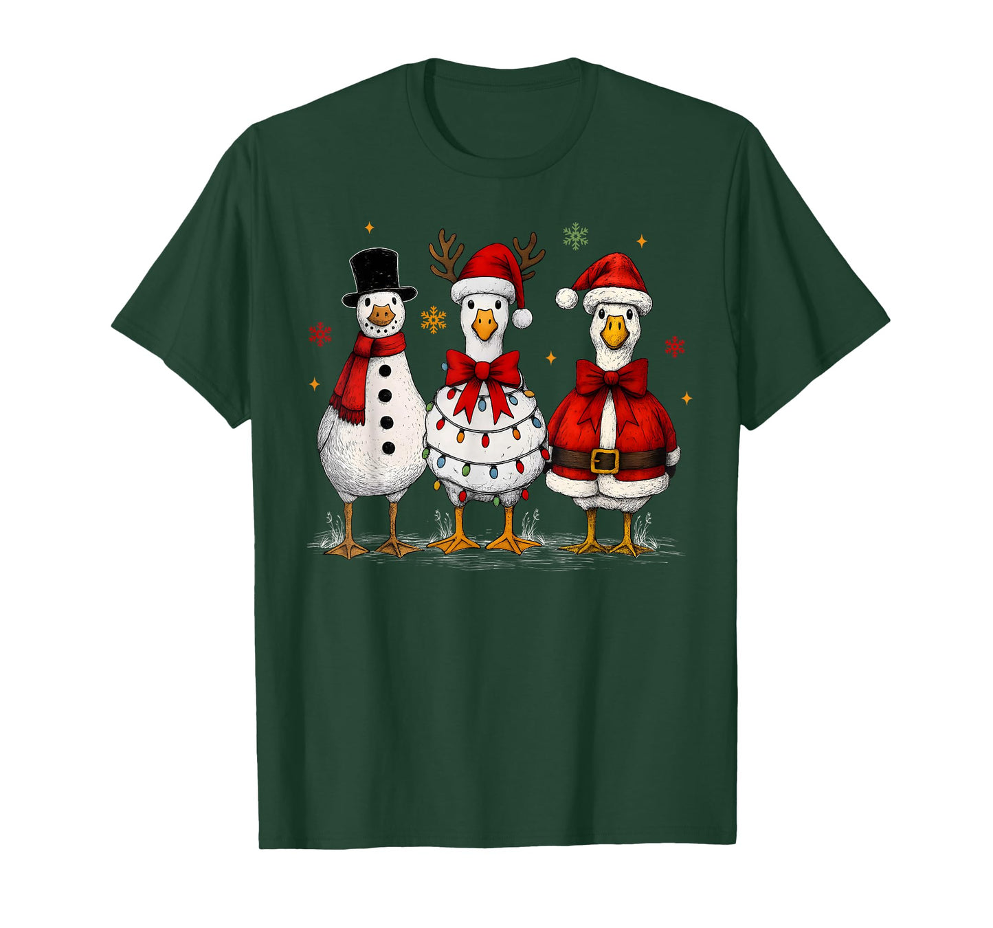 Funny Goose Santa Squad Merry Christmas Xmas Pajamas Holiday T-Shirt