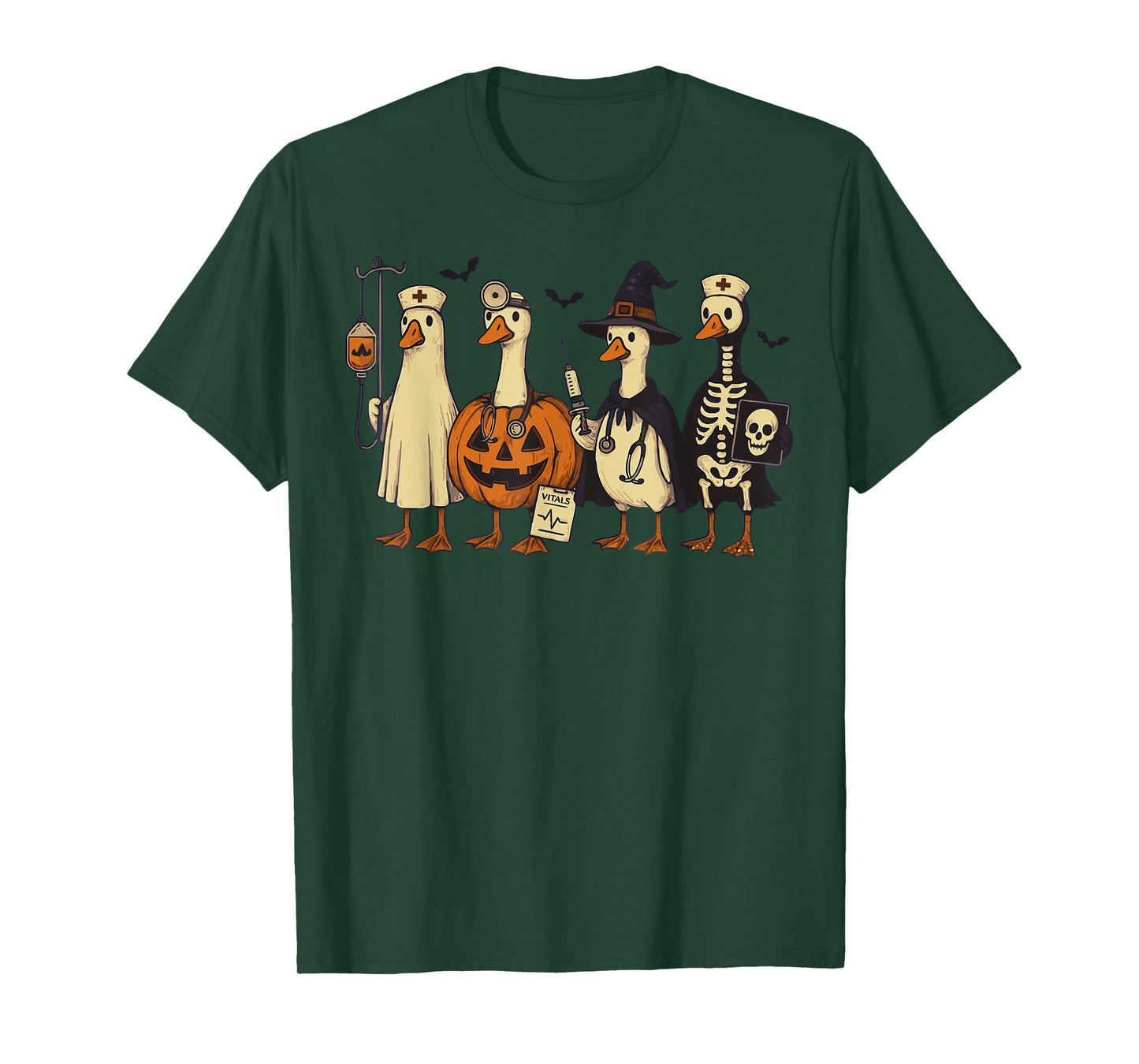 Cute Goose Nurse Halloween Costume Ghost Pumpkin Witch T-Shirt