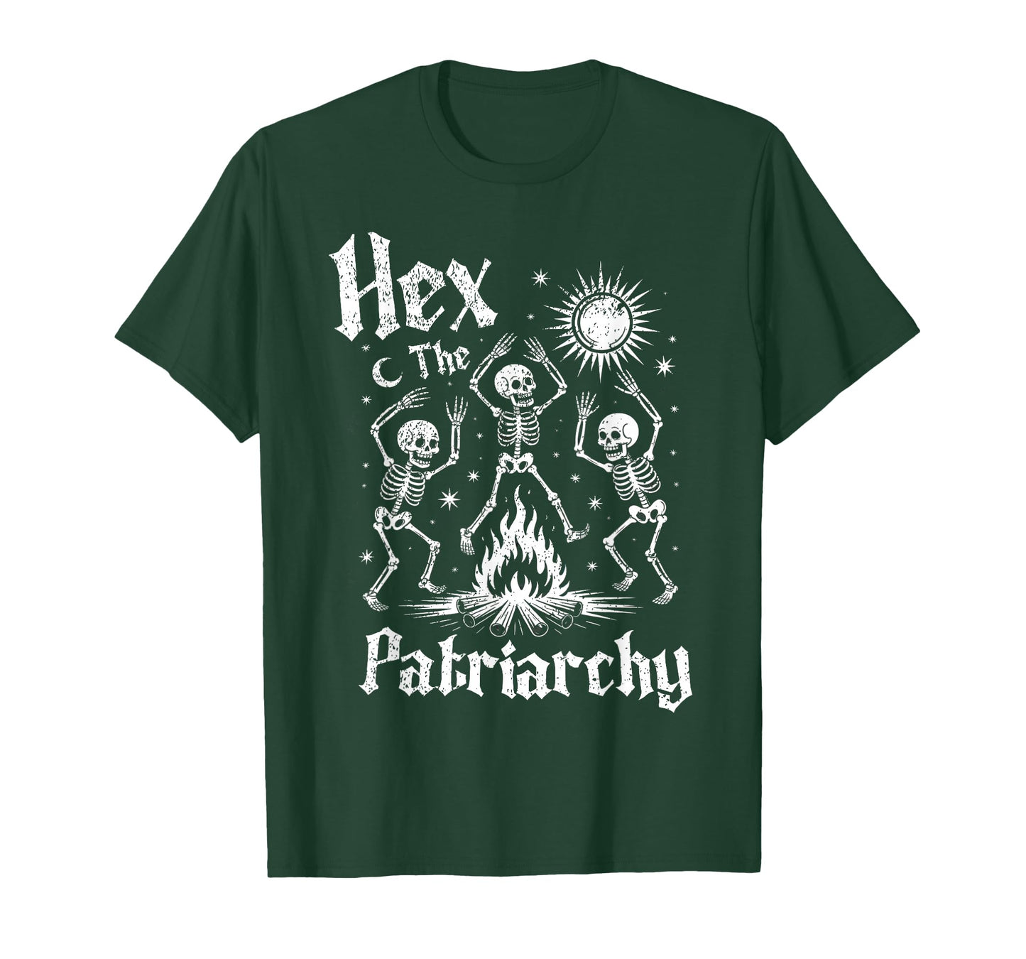 Hex The Patriarchy Halloween Skeleton Occult Feminist Witch T-Shirt