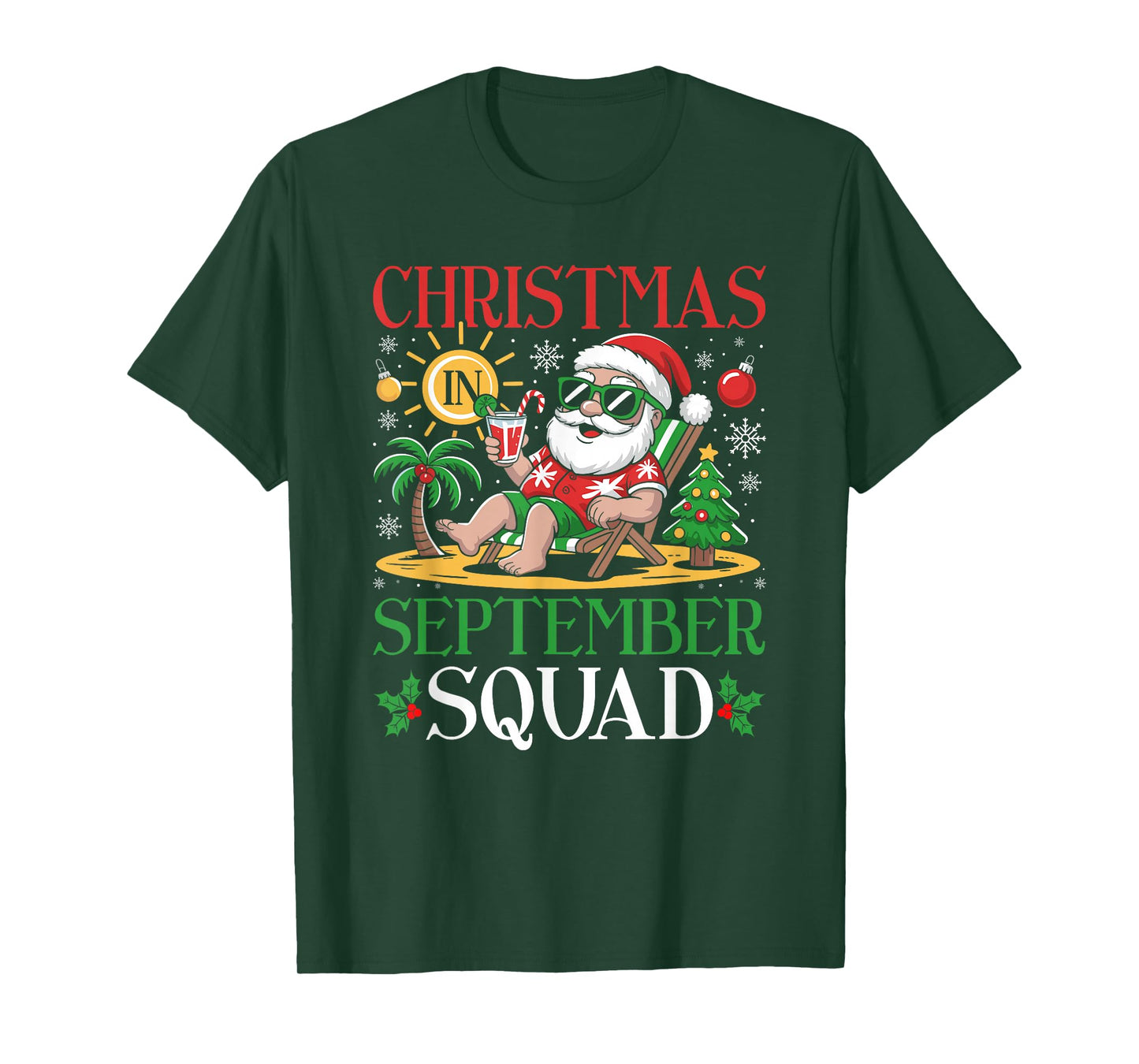 Christmas in September Squad Hawaiian Tropical Santa T-Shirt