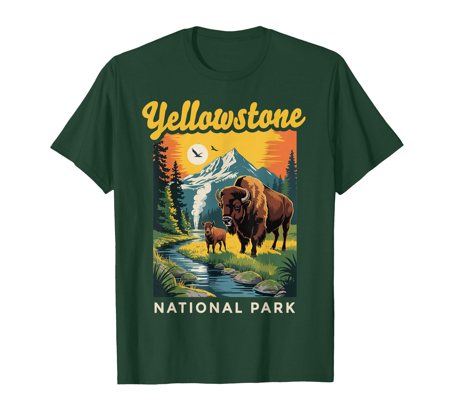 Wyoming Buffalo Bison Vintage Yellowstone National Park T-Shirt
