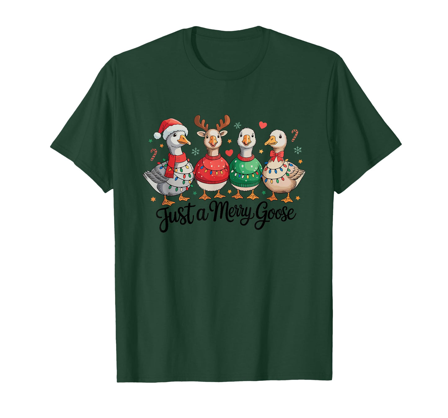 Just A Merry Goose Xmas Lights Christmas T-Shirt