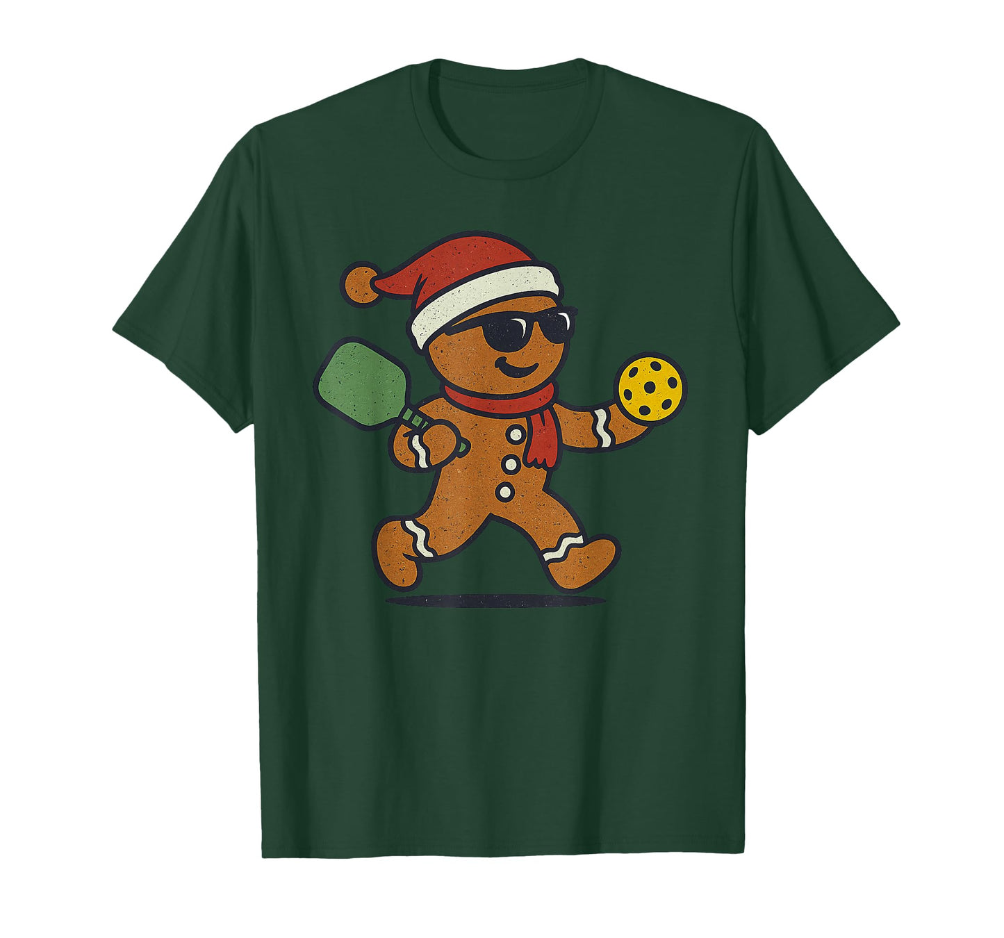 Gingerbread Playing Pickleball Christmas Vintage Funny Xmas T-Shirt